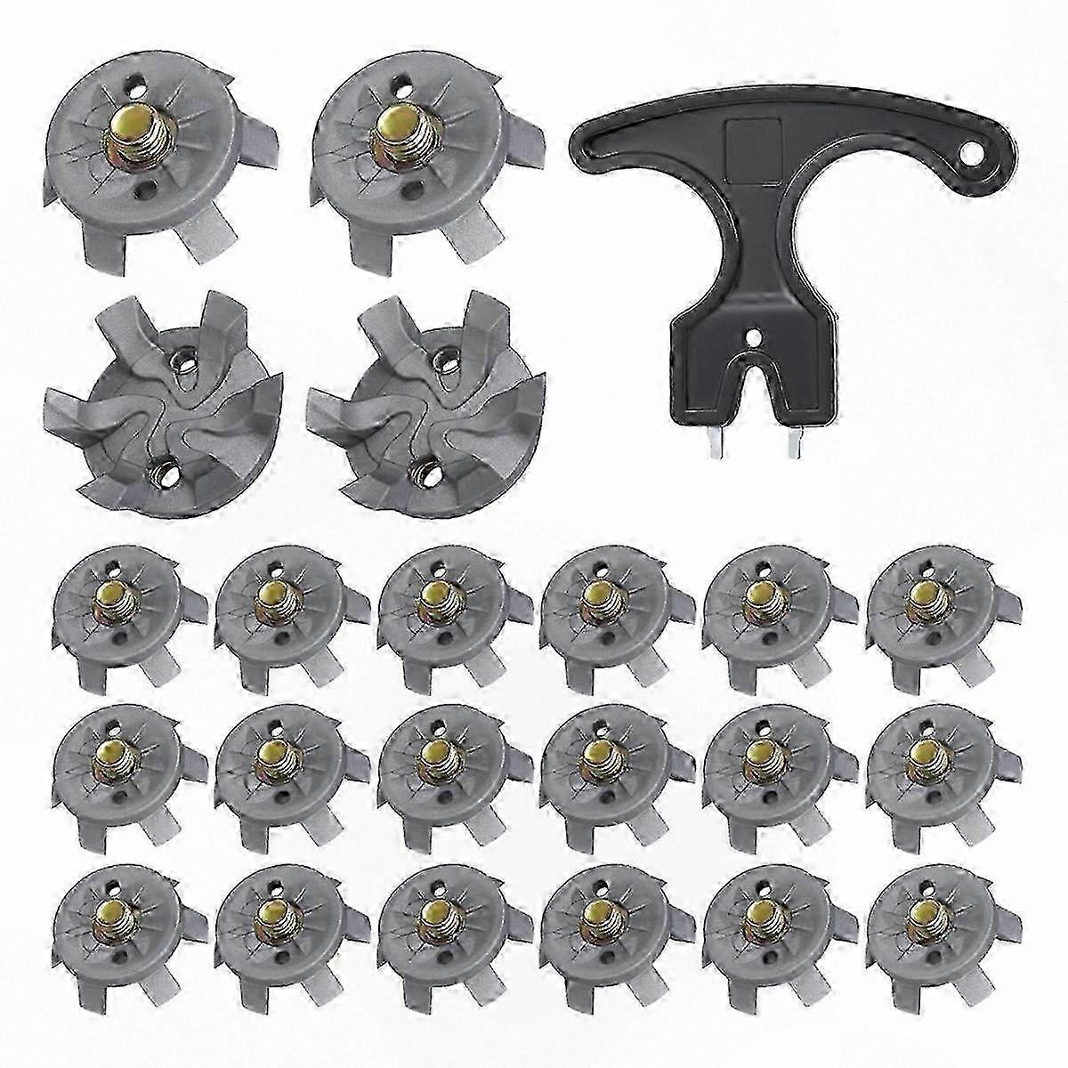 Replacement Golf Cleats Set - 30 Pack with Metal Thread Screw and Spanner for Shoe Maintenance