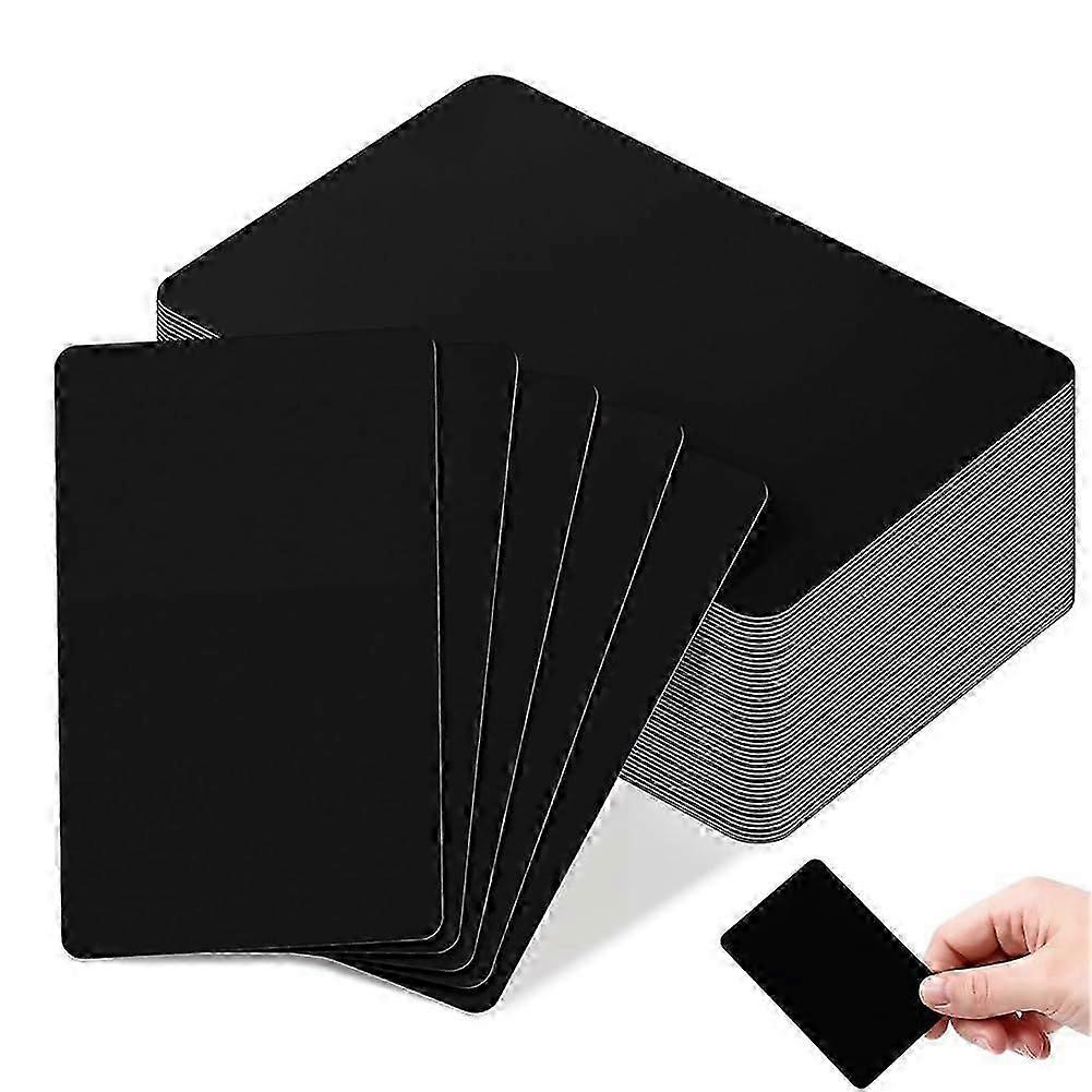 50 بطاقة عمل مصنوعة من المعدن الأسود ، سمك 0.8 مم ، محفورة ، فارغة ، ألومنيوم ، للاستخدام المكتبي.