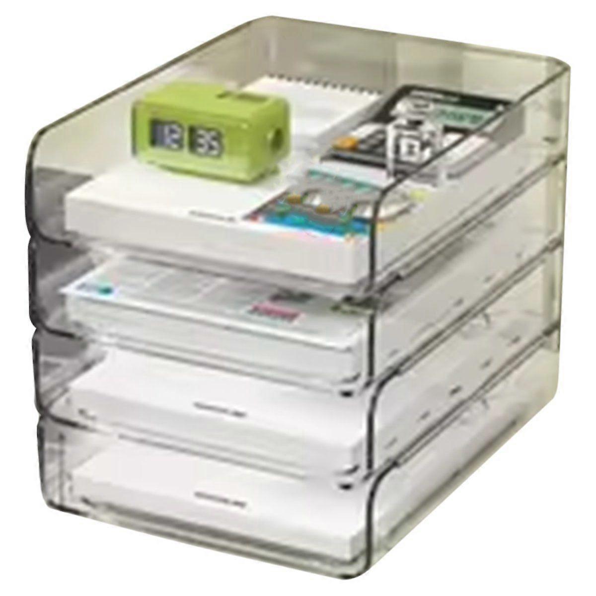 Paper Organizer Letter Tray, 4 Tier Acrylic Stackable Desk File Organizer,Clear File Organizer for