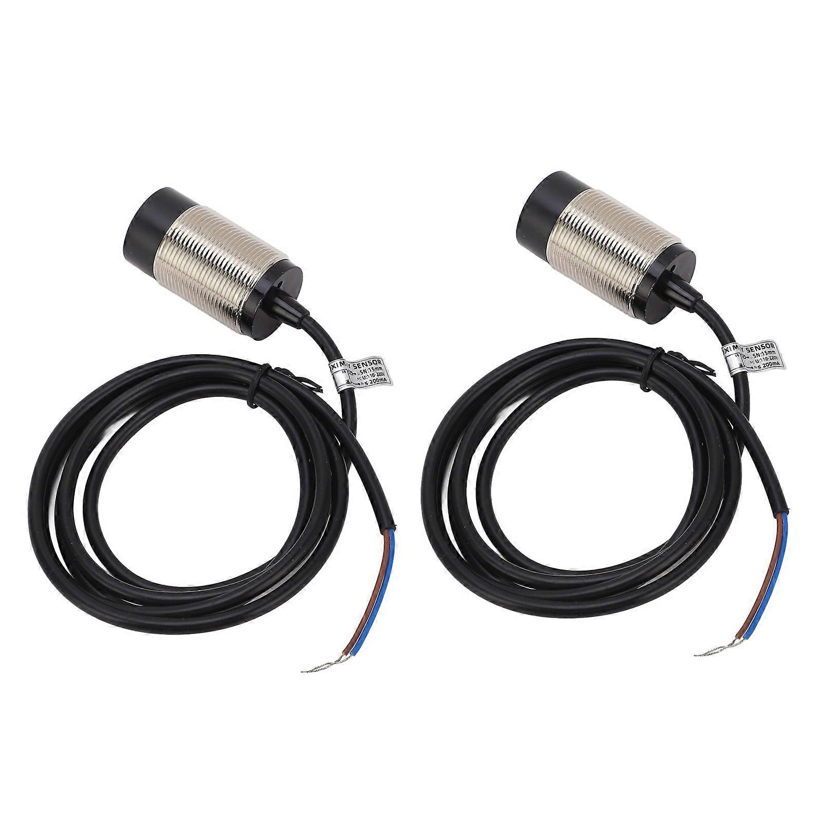 2 Set Proximity Switch Inductive AC NC Normally Closed 2 Wire Cylinder Approach Sensor 30mm Diameter 110‑220VAC 15mm Range 