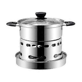 Alcohol Stove with Pot Portable Stainless Steel Burning Stove For Camping And Hiking Compact Pot Included