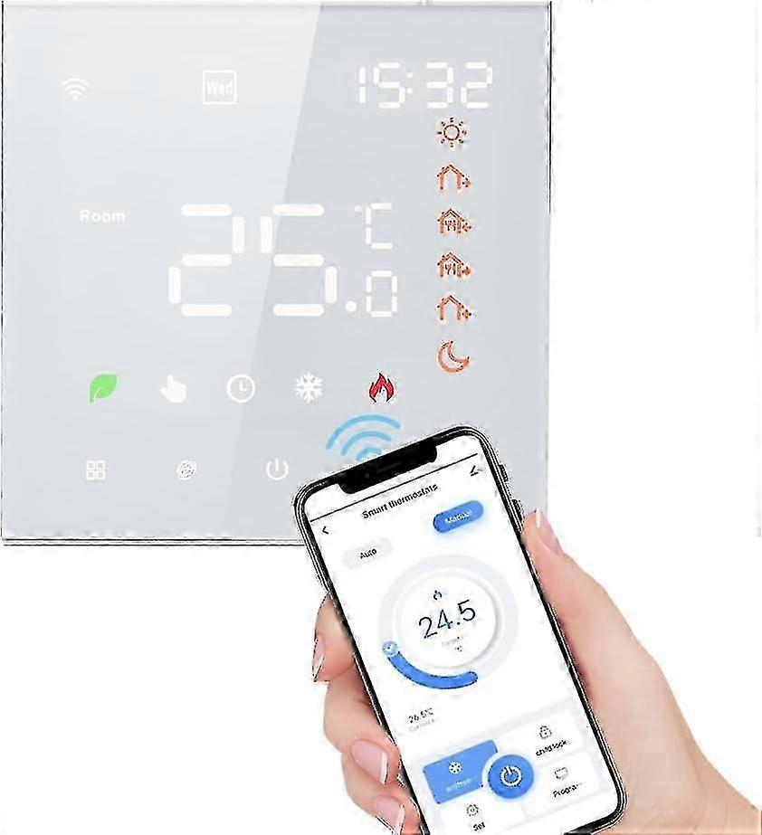 25-26 Wifi Thermostat intelligent Thermostat d’ambiance Thermostat d’eau Chauffage au sol Télécommande programmable Luminosité réglable 3a C