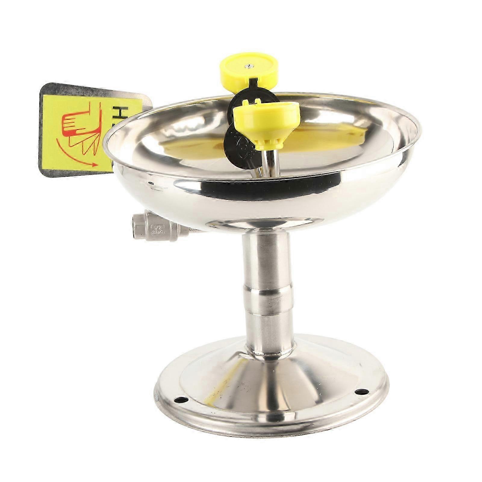 304 Stainless Steel Desktop Emergency Eye Washer with Dual Nozzles and Push Handle for Factory & Laboratory