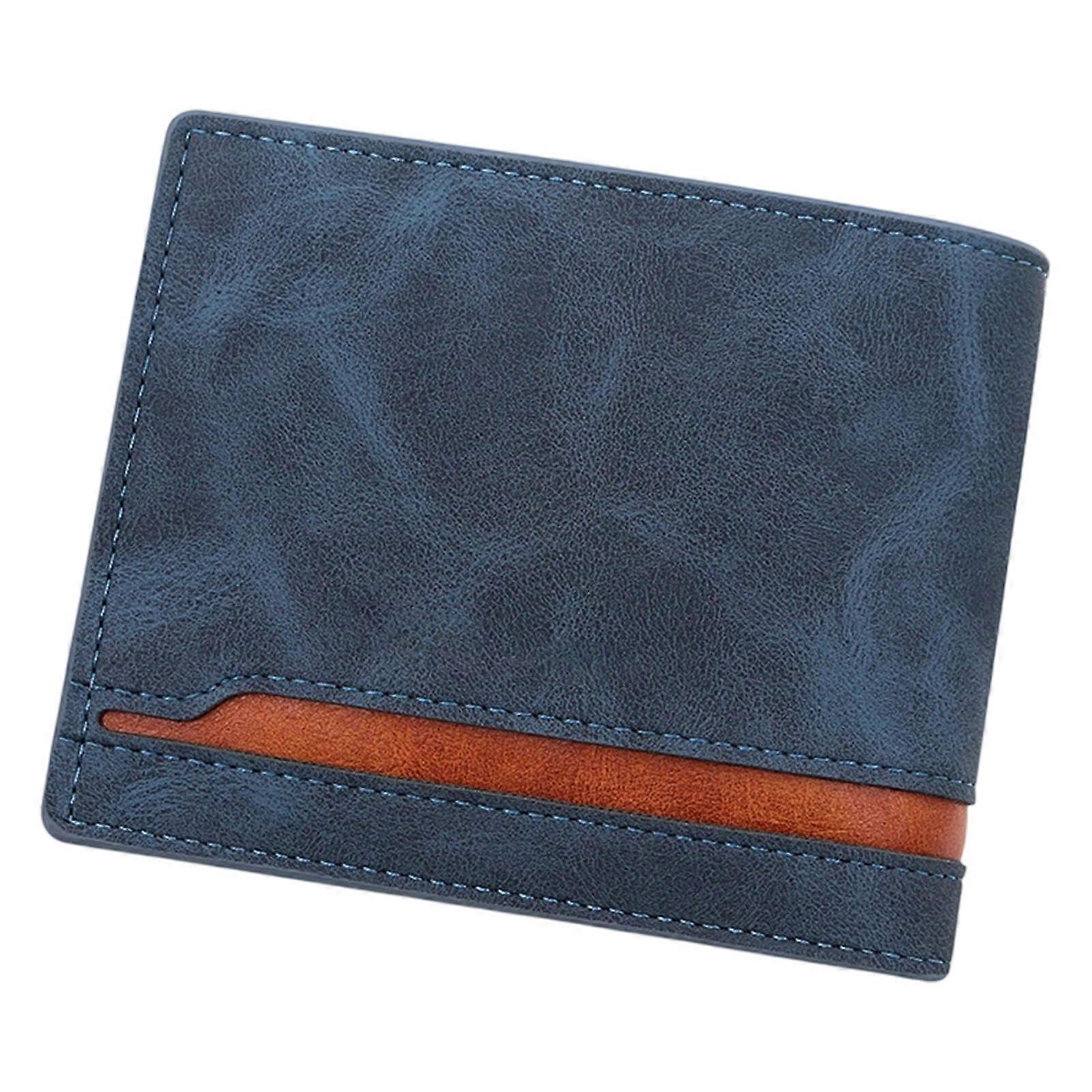 Men's Wallet PU Purse With Scratch Resistant Ample Card Storage Multi Card Holder Wallet Suitable For Various Occasion  Blue
