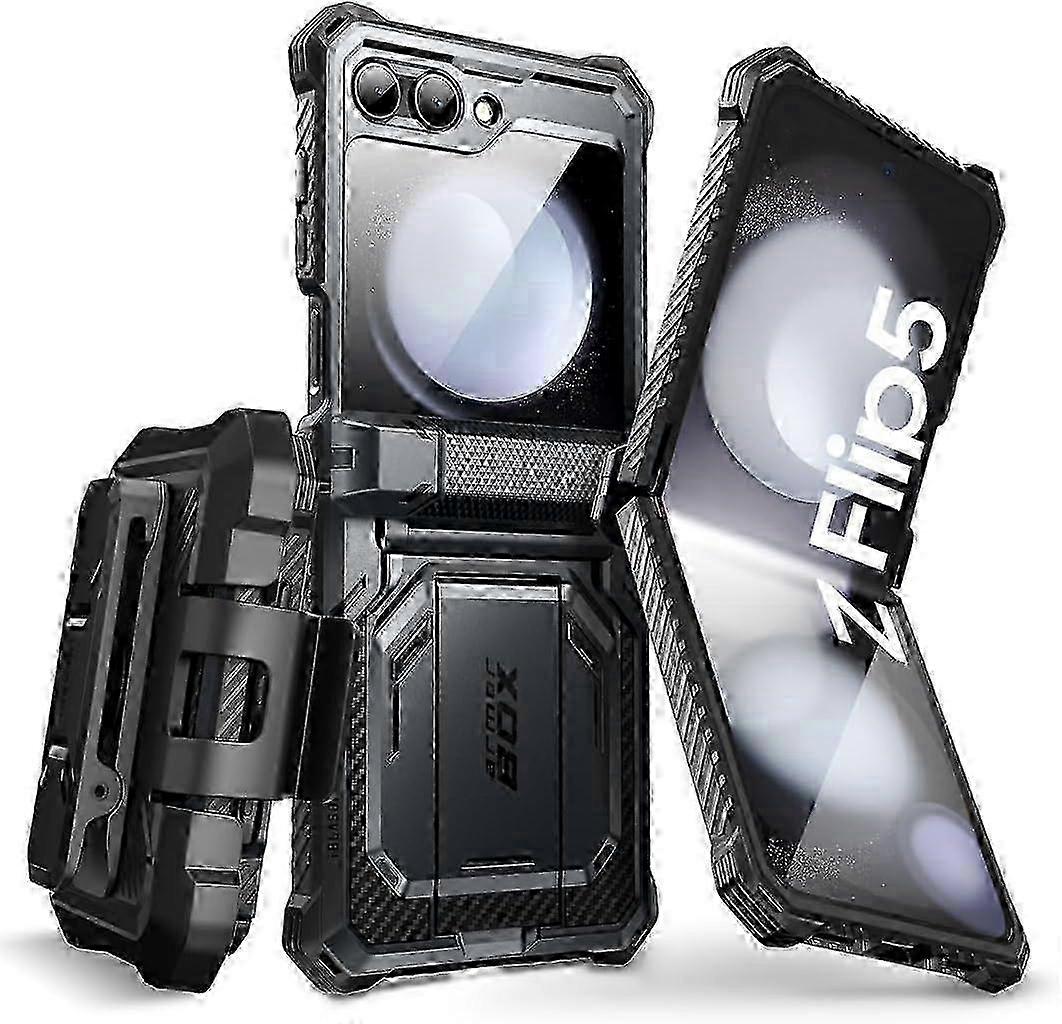 Armorbox Series for Samsung Galaxy Z Flip 5 Case (2023) with Built-in Screen Protector & Kickstand & Belt Clip, Full-Body Rugged Case for Z Flip
