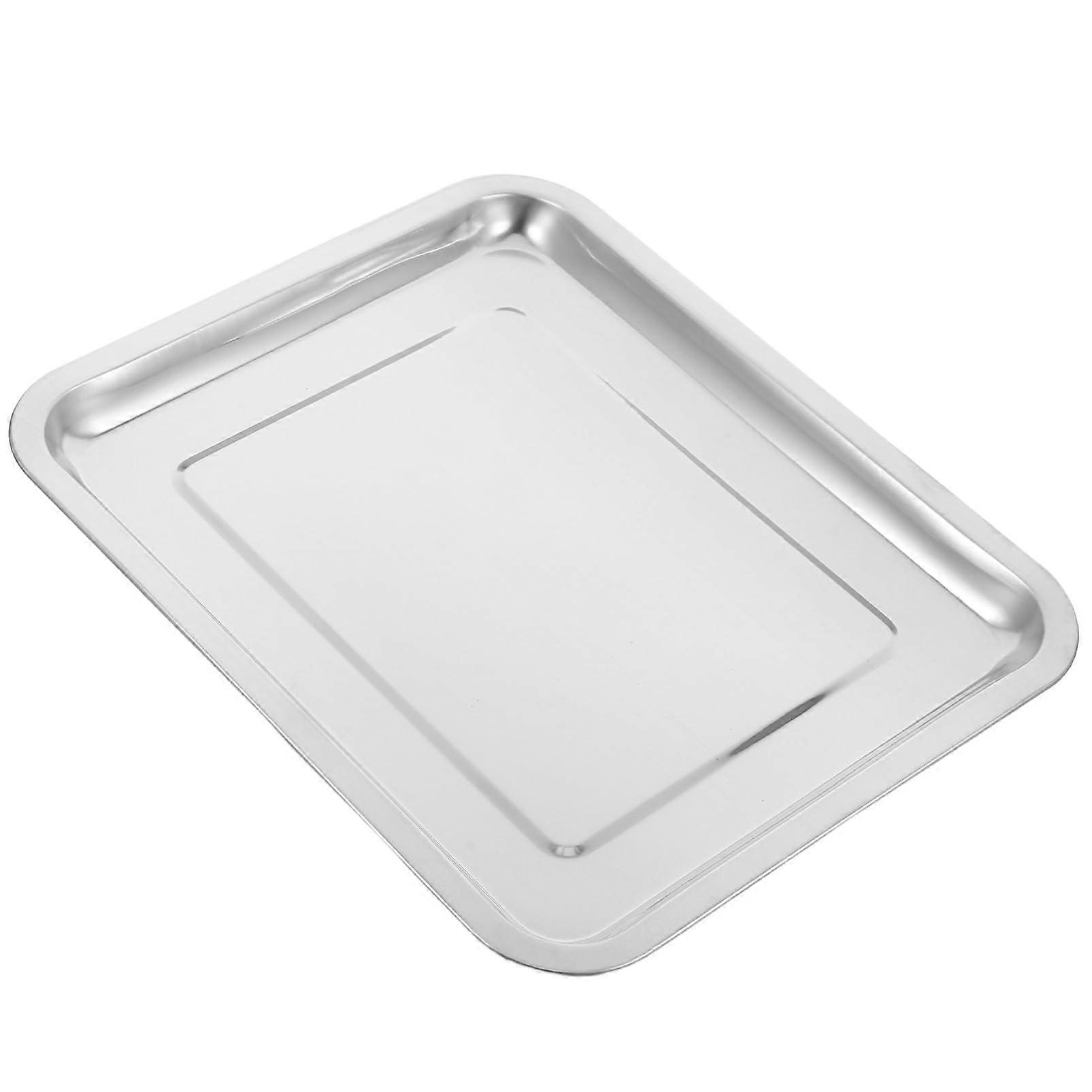 Stainless Steel Rectangular Cooking Tray Thick Oven Pan Roasting Baking With Rounded Edges Safe Handling Large Capacity