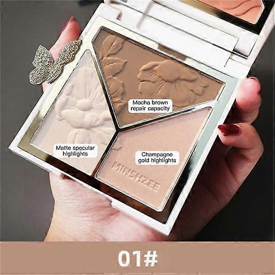 3 In 1 Highlighter Powder Palette Face High Gloss Shimmer Powder Highlighting Repair Disk Flash Powder Matte Nose Shadow Blush