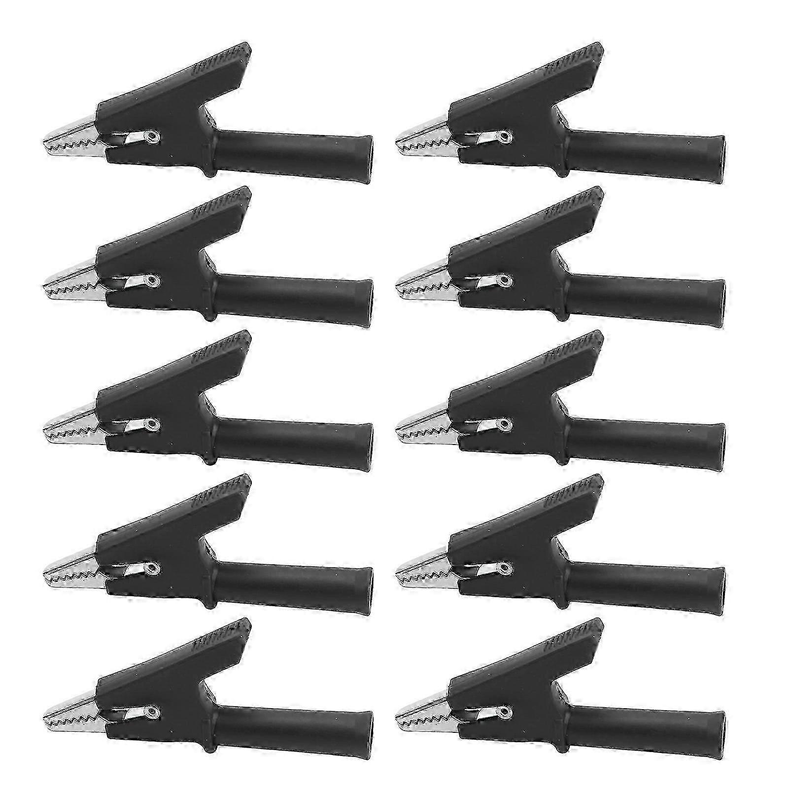 10Pcs Testing Clamp with 10mm Opening 10A and 4mm Socket Accessory Set Kit Black