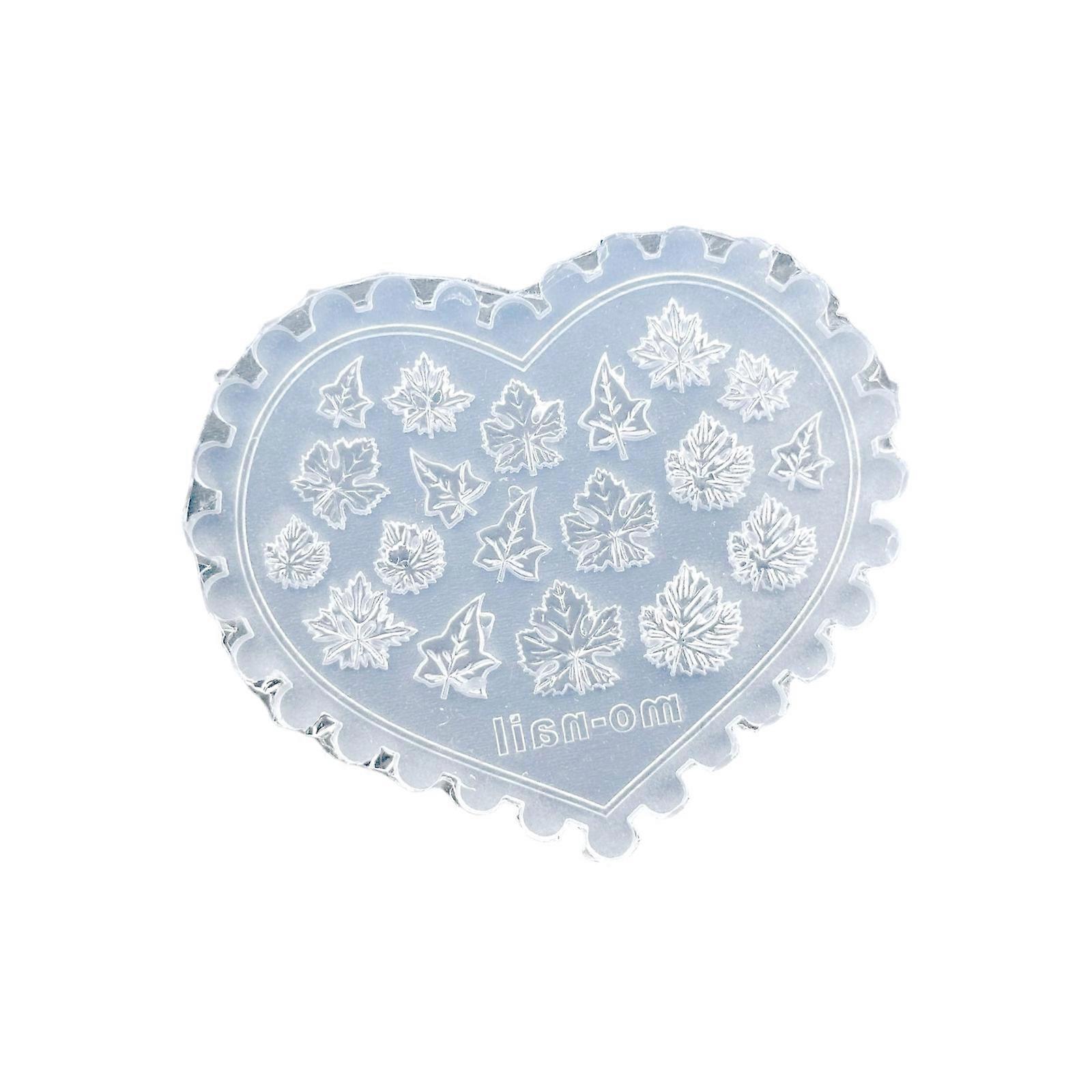 Flexible Nail Art Silicone Template With Mushroom Leaf Heart Shapes Reusable Design Tool Multicolor
