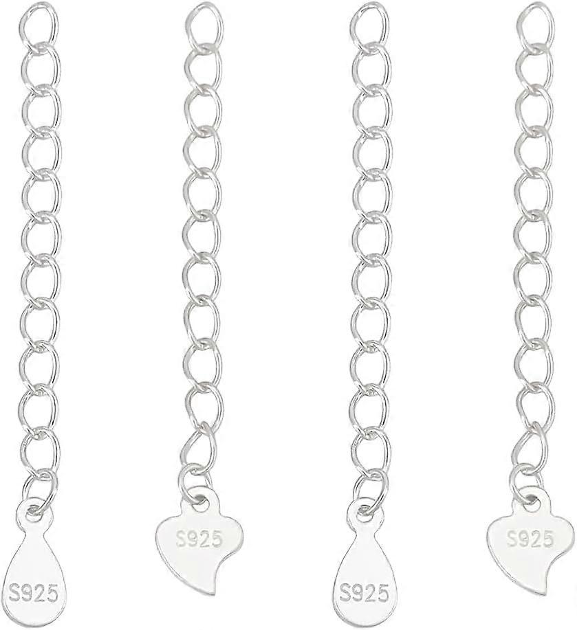 2 Styles 925 Sterling Silver Extender Chains Silver 39~41mm 4pcs/style