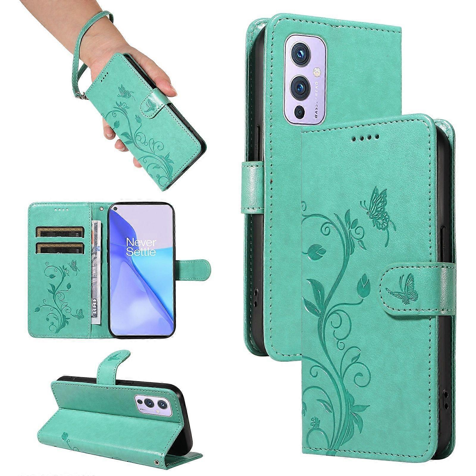Flip Case for OnePlus 9 Apricot Blossom Print Shockproof Protection Wallet Phone Case with Card Slots and Removable Wrist Strap
