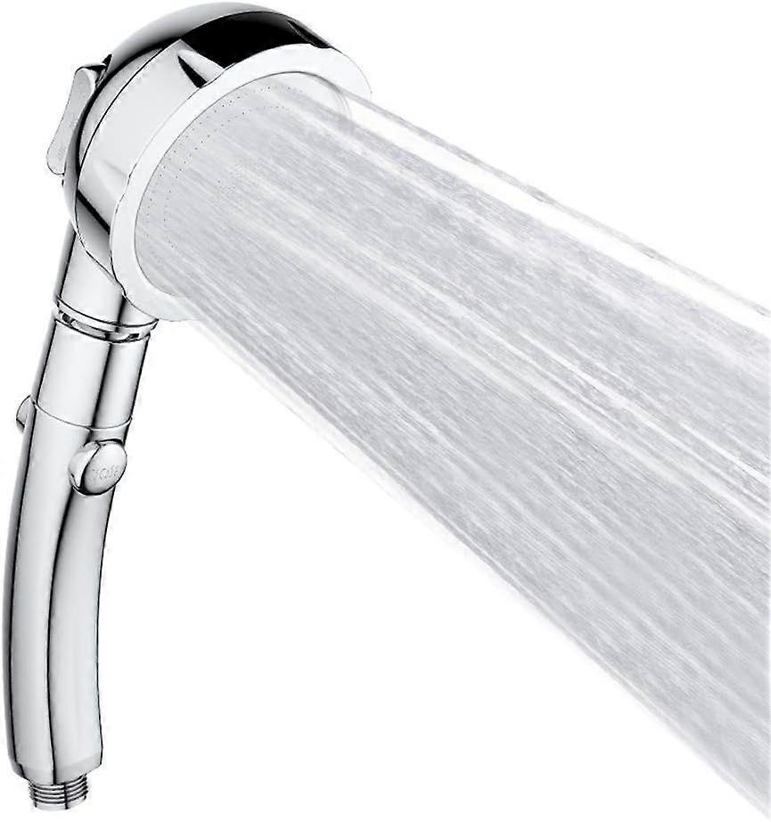 Shower Head, Shower Head with Pressure Increase and Switch Button, Round Chrome Shower Handshower with Anti-Limescale Function, Showers 3 Types of Jet