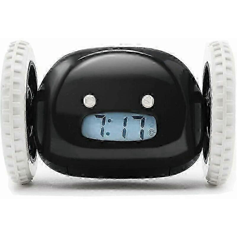 25-26 Alarm Clock on Wheels, Talking Time Announcement, Displays Calendar and Temperature - Silent Non Ticking, Easy to Set, for Students and Adults