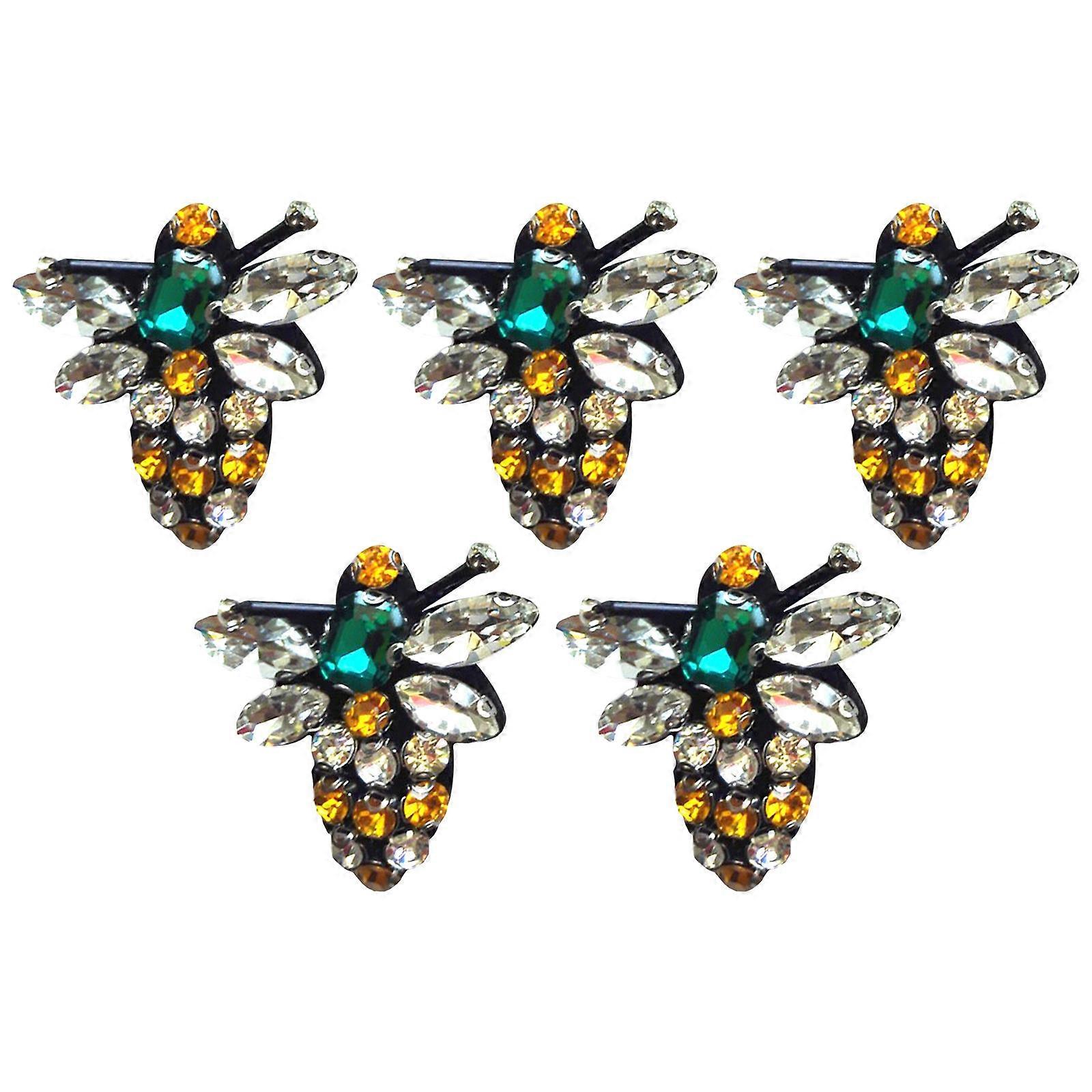 5件水晶莱茵石贴片贴花，适用于礼服袜子凉鞋Littie Bee胸针DIY装饰品