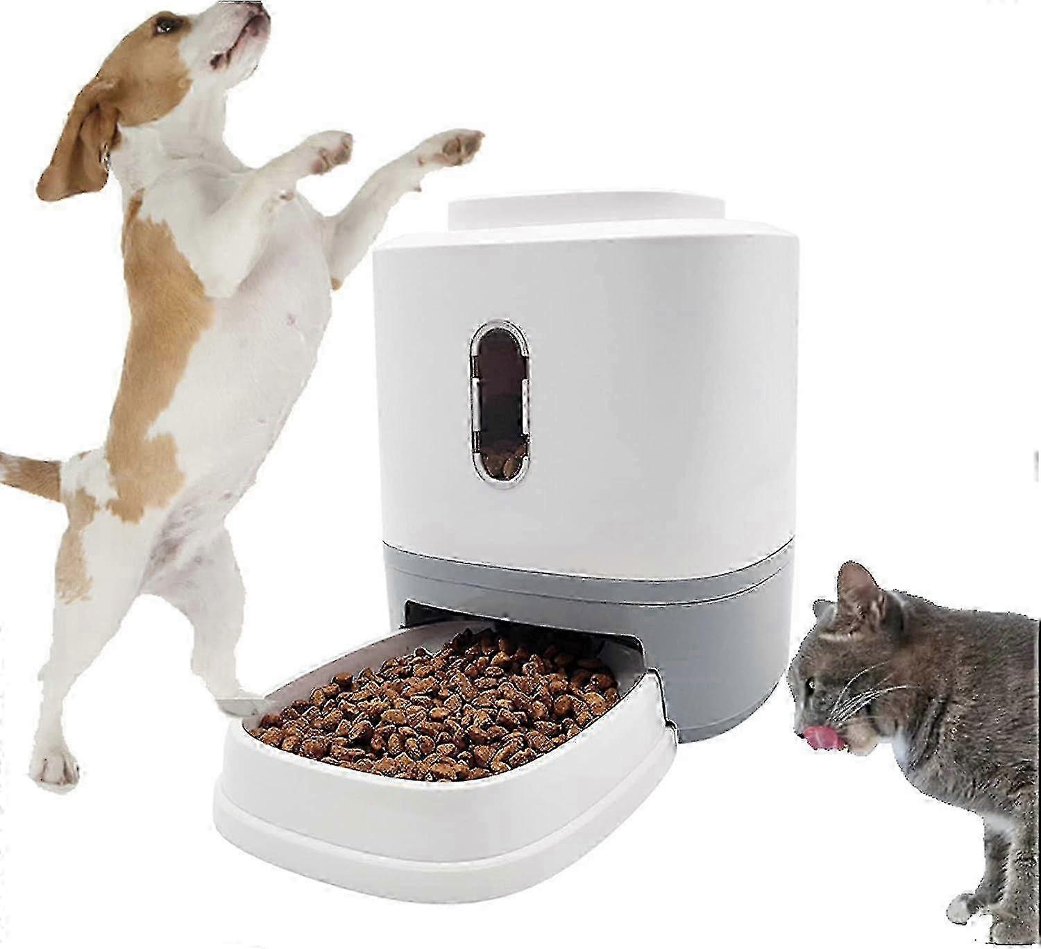 Automatic Pet Feeder,1.5L Automatic Cat Feeder,Dog Food Dispenser Button Trigger Feeder Interactive Toy for Cats Dogs