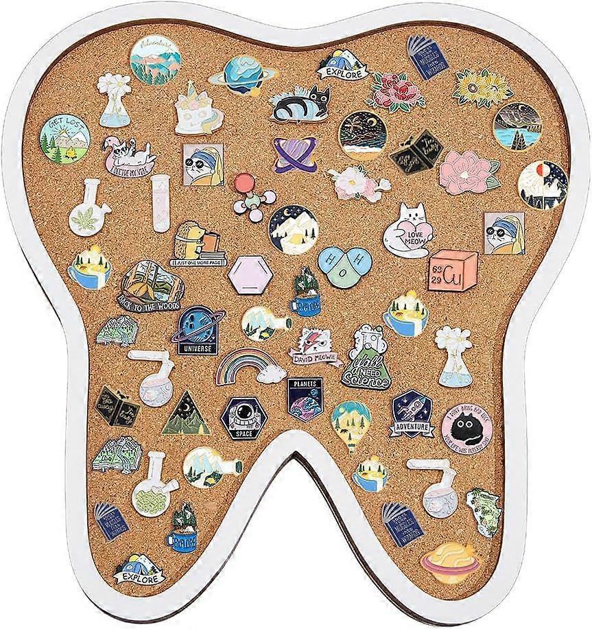 Tooth Pin Cork Board 11.8x11Inch Wall Mounted Corkboard with White Frame Bulletin Display Board for Brooch Pin Storage Display Office Home and School 