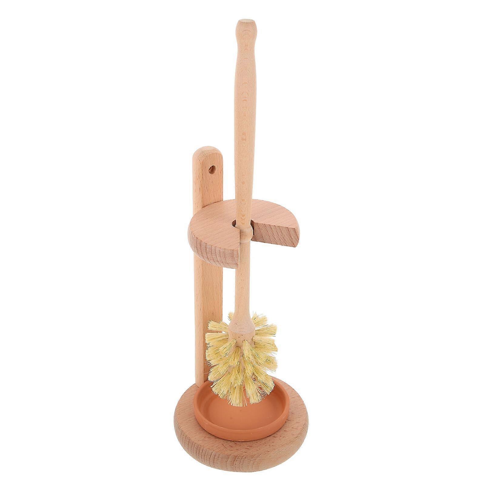 Toilet Brush with Ceramic Base Soft Bristles Long Handle for Bathroom and Dorm Cleaning