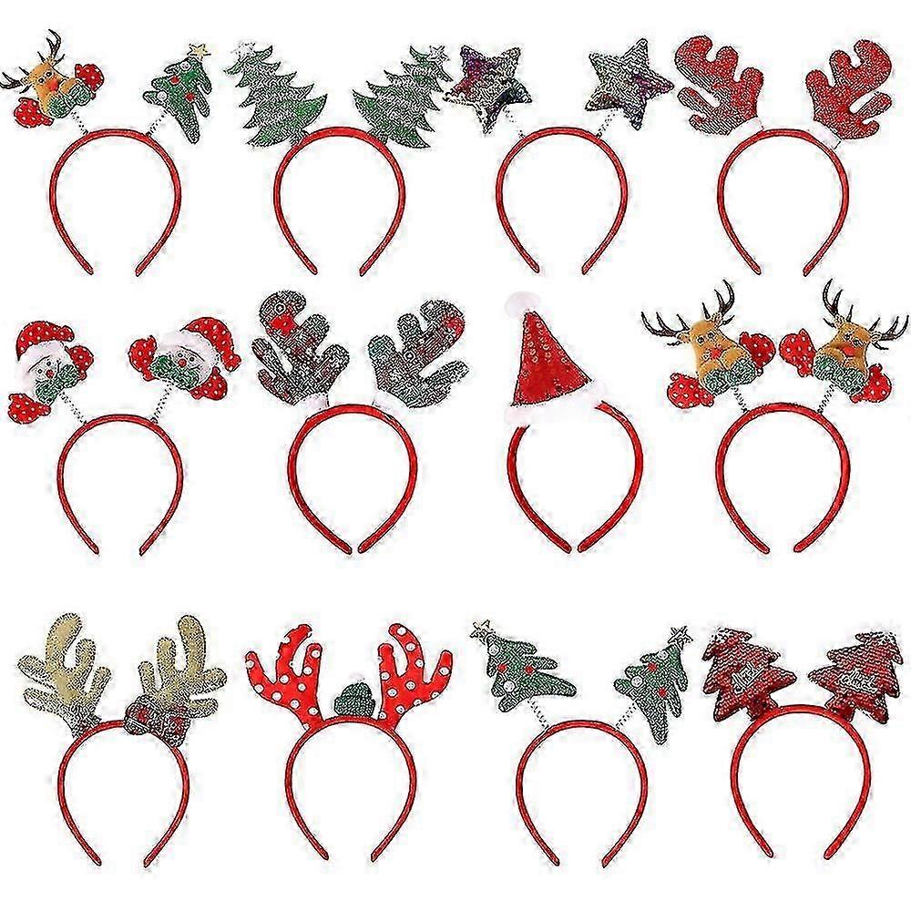 12 ks vianočných čeliek s parohmi sobov, čelenka s vianočným stromčekom a ozdobou do vlasov