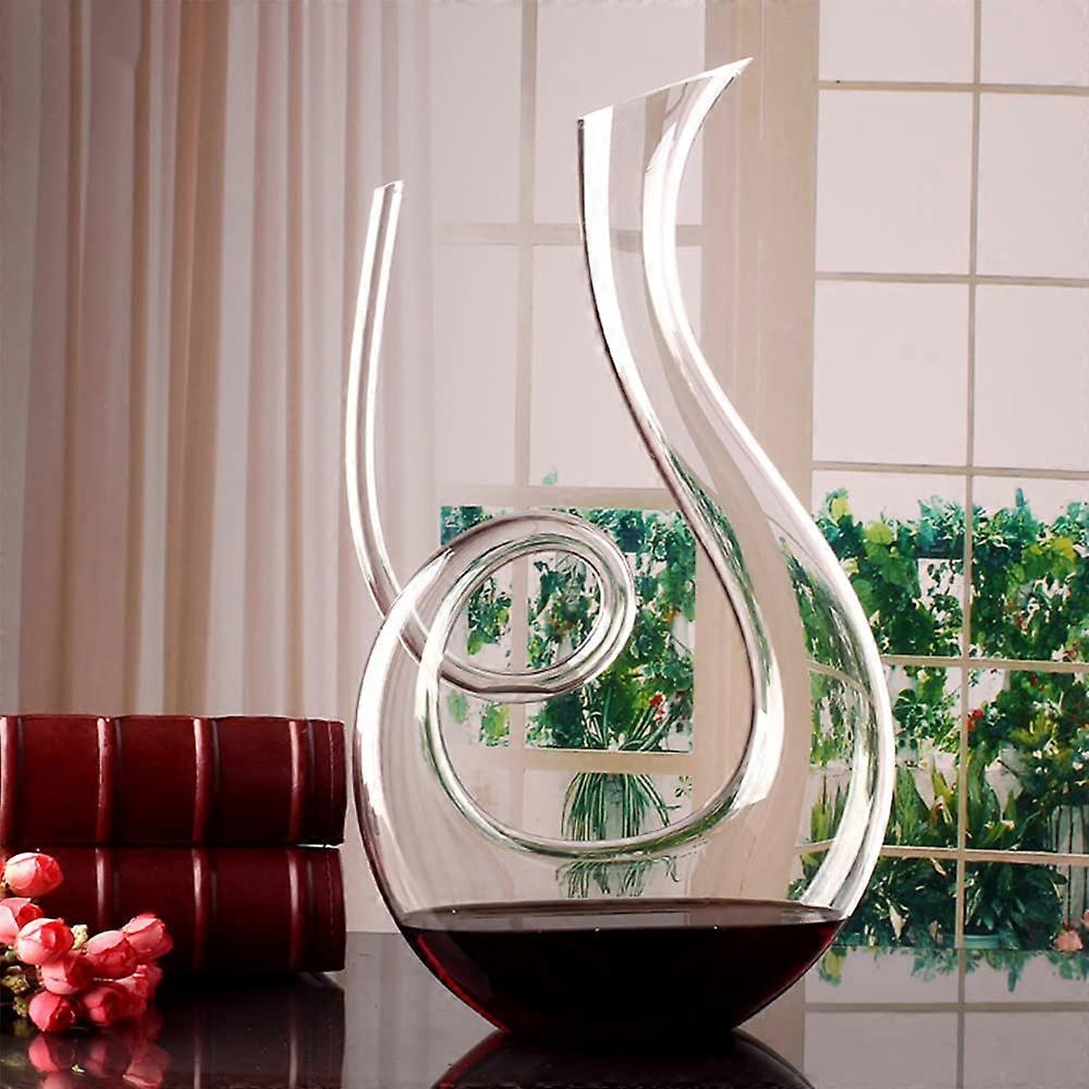 Vintage Crystal Wine Decanter and Goblet Set, Aerator Carafe for Red Wine Tannin Softening, 1500ml