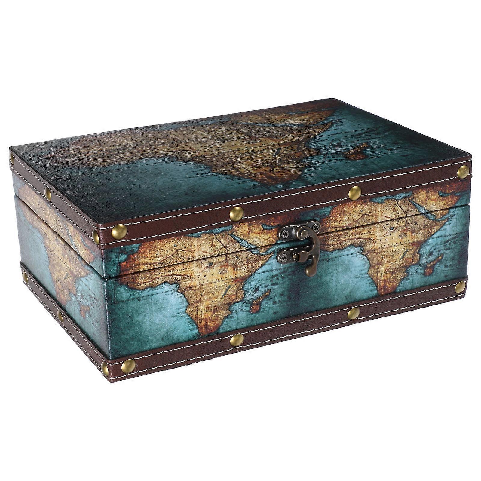 Decorative Wooden Treasure Chest for Gift Recipients in Blue Color with Miscellaneous Item Storage 1Set