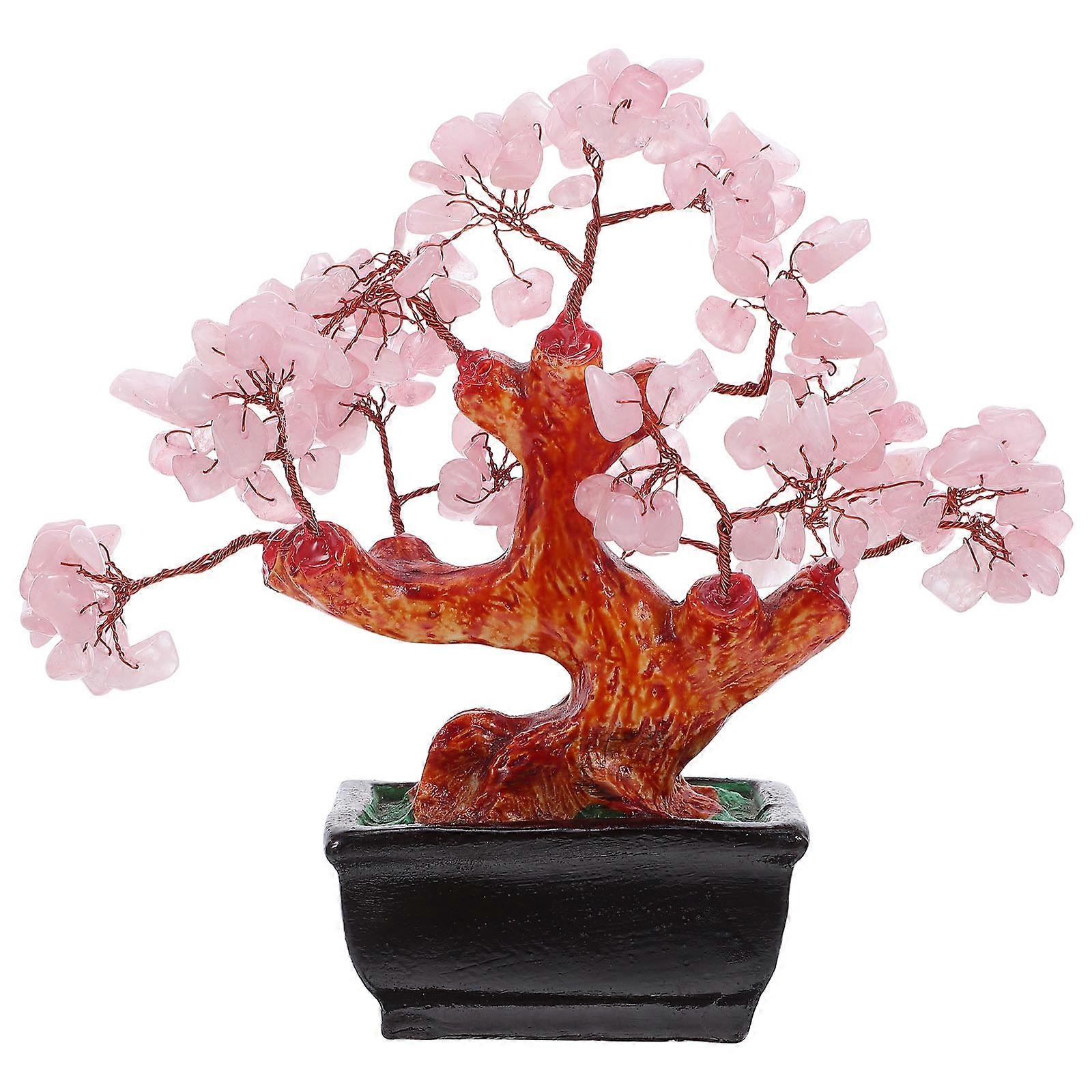 Pink Crystal Tree Bonsai for Wealth and Luck with Copper Wire