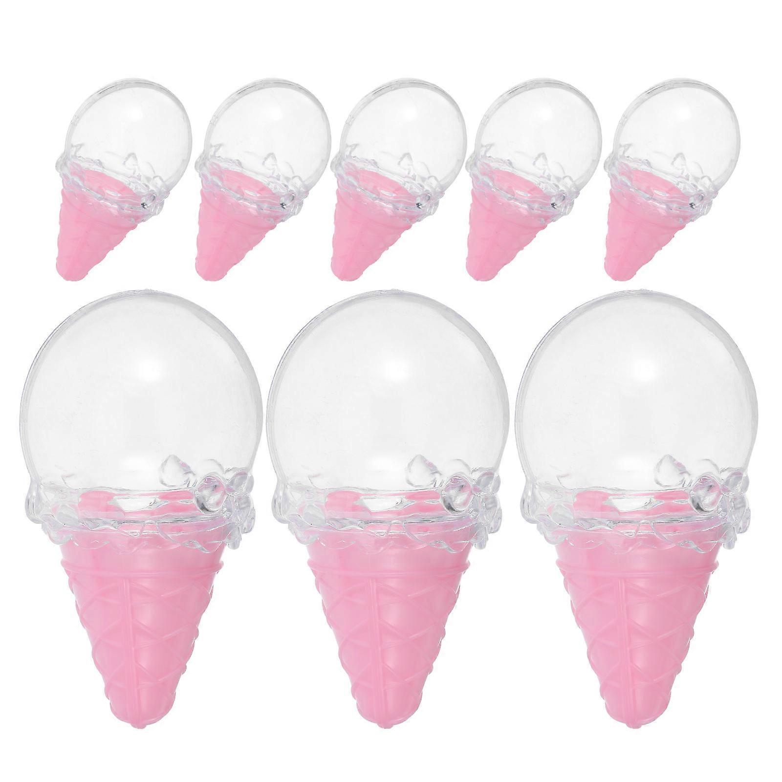 Cream Cone Candy Boxes for Party with 8Pcs Pink Plastic Containers
