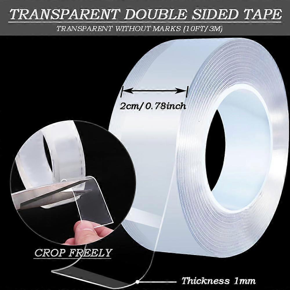 Double Sided Tape Heavy Duty - Double Sided Sticky Tape Reusable Removable Traceless Strong Mounting Nano Tape for Carpet, Photos Wall, Posters, Kitc