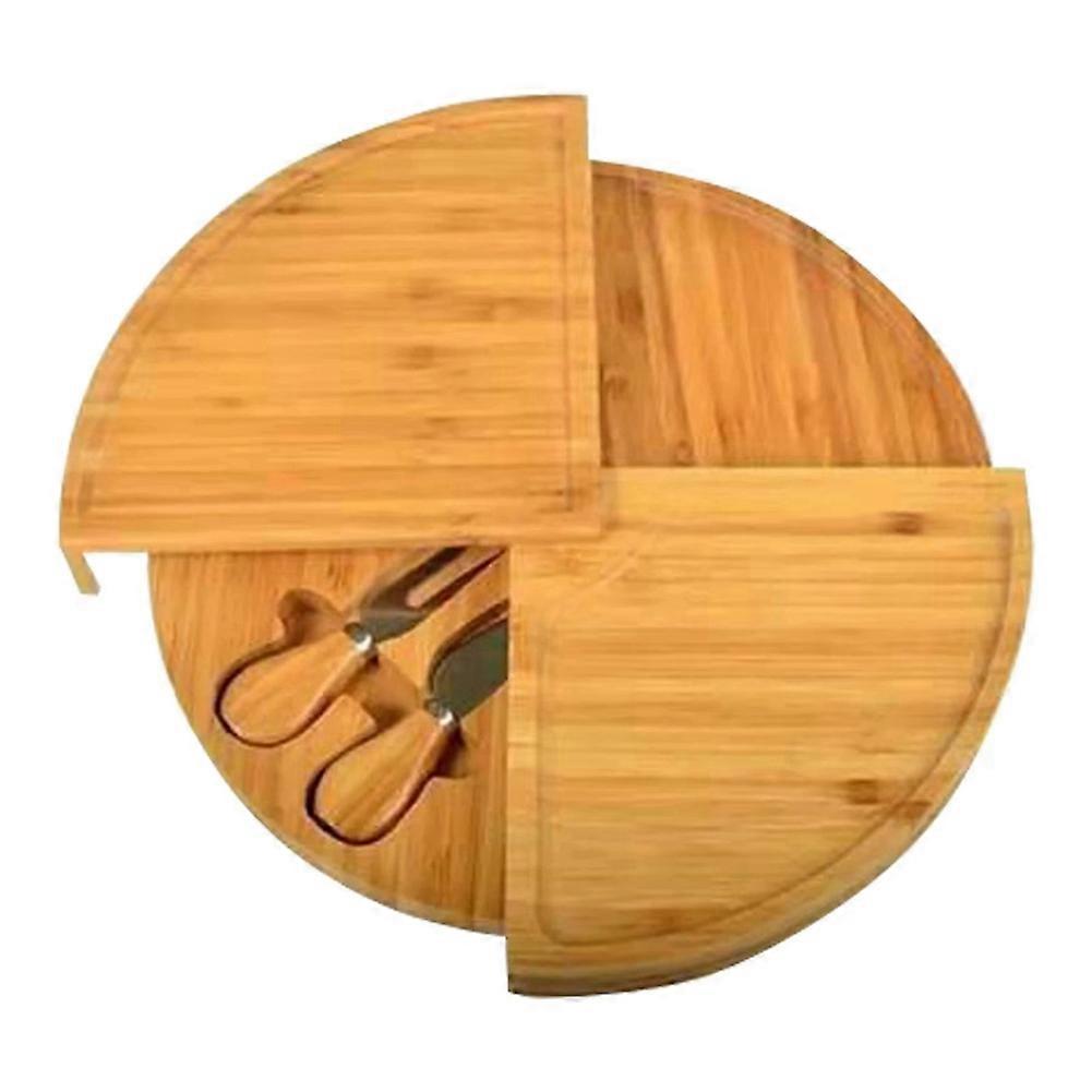 1Set Cheese Board Cutlery Cutter Set with Slide Out Drawer Cooking