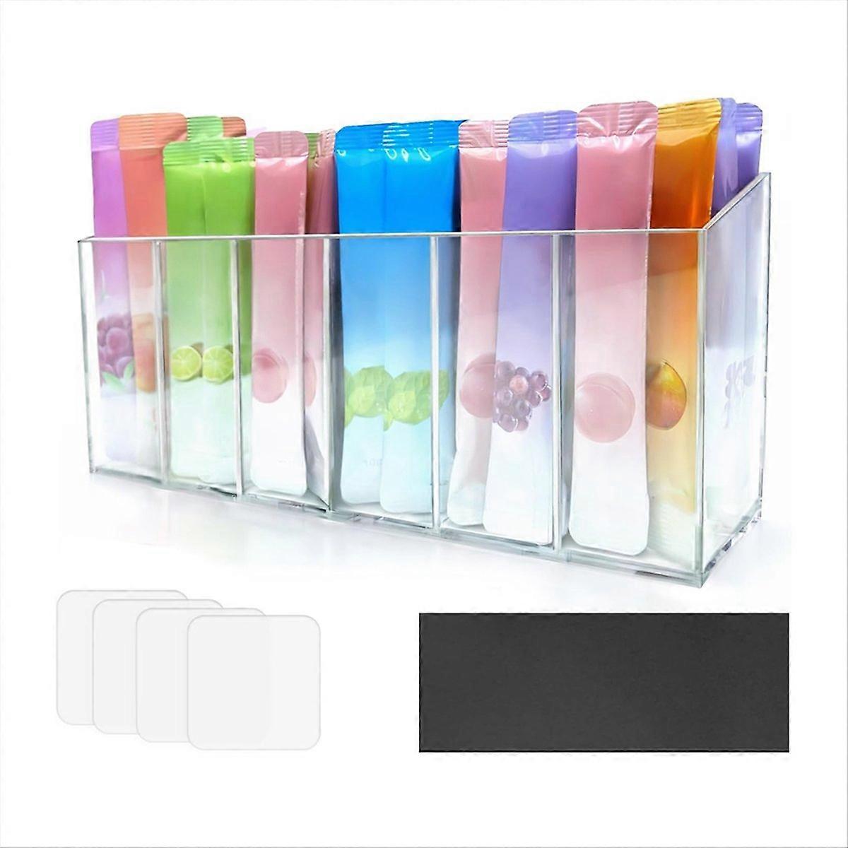 Drink Packet Organizer with Removable Divider & 6 Compartment