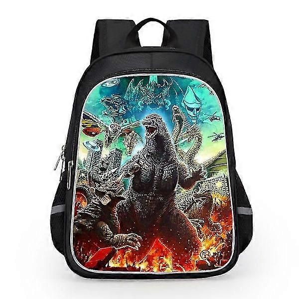 Godzilla Print School Bag Kids Waterproof Backpack # Y 1 L
