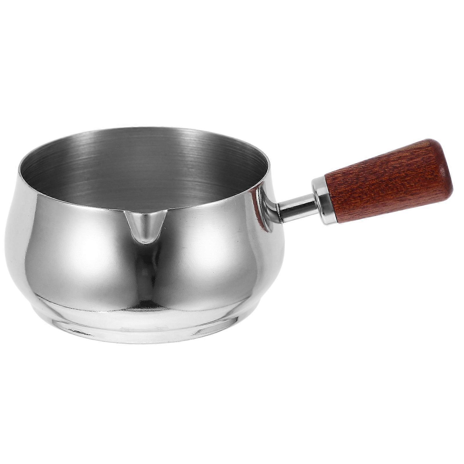 Sauce Cup with Wooden Handle for Kitchen Small Silver