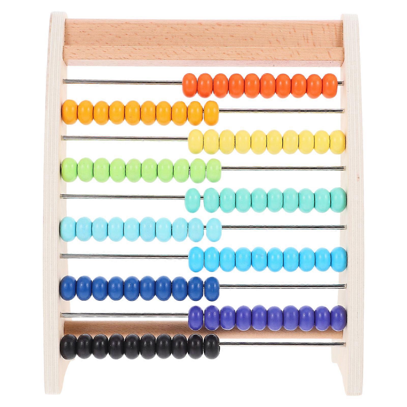 Wooden Abacus for Learning Math with Metal Beads for Home Use Arithmetic Tool