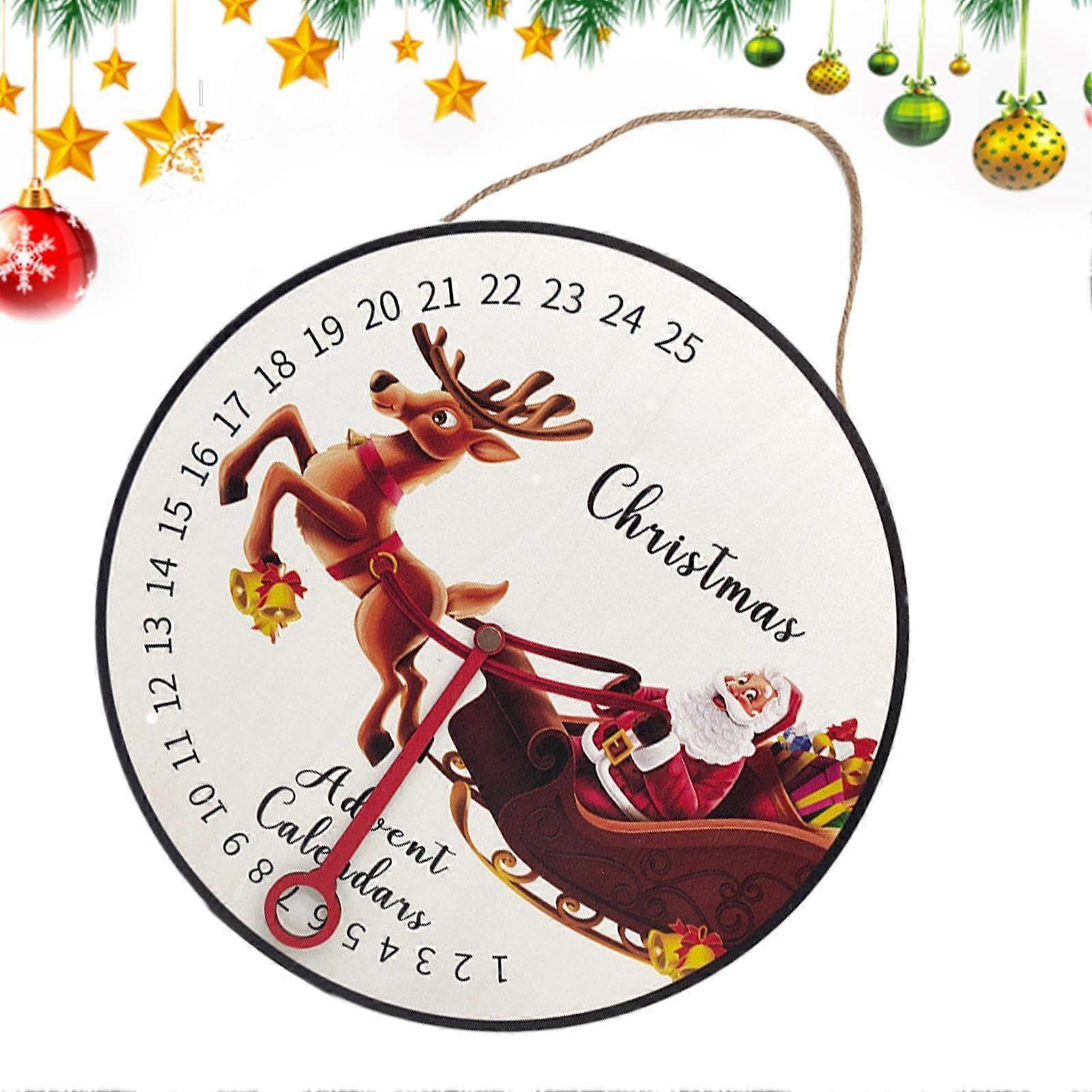 Wooden Christmas Countdown Calendar Sign with Reusable Date Slider and Rustic Holiday Wall Decor