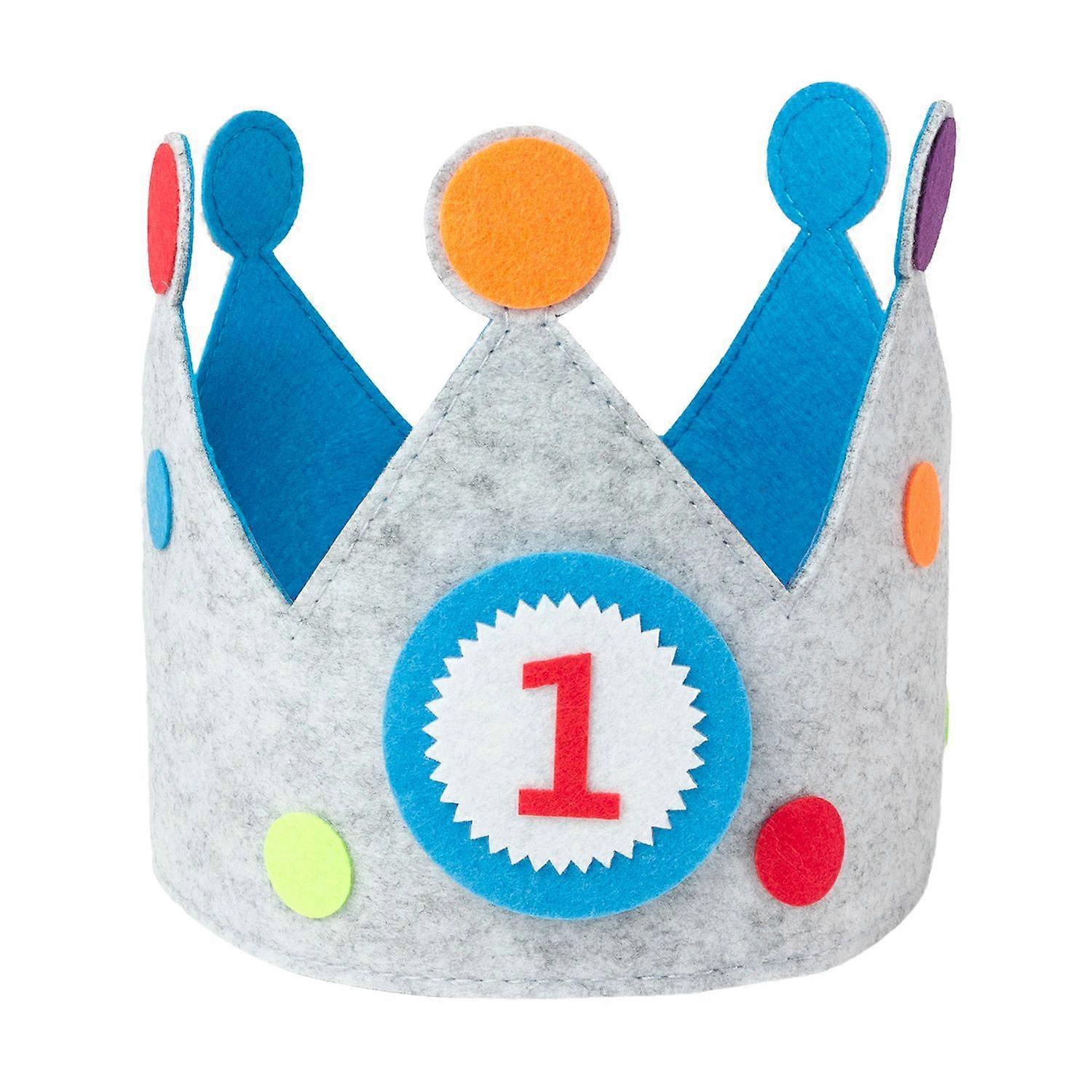 Felt Birthday Crown with Interchangeable Numbers 0 - 9 Adjustable Crown for Boys Girls Birthday Party 57.5 x 15.5 cm