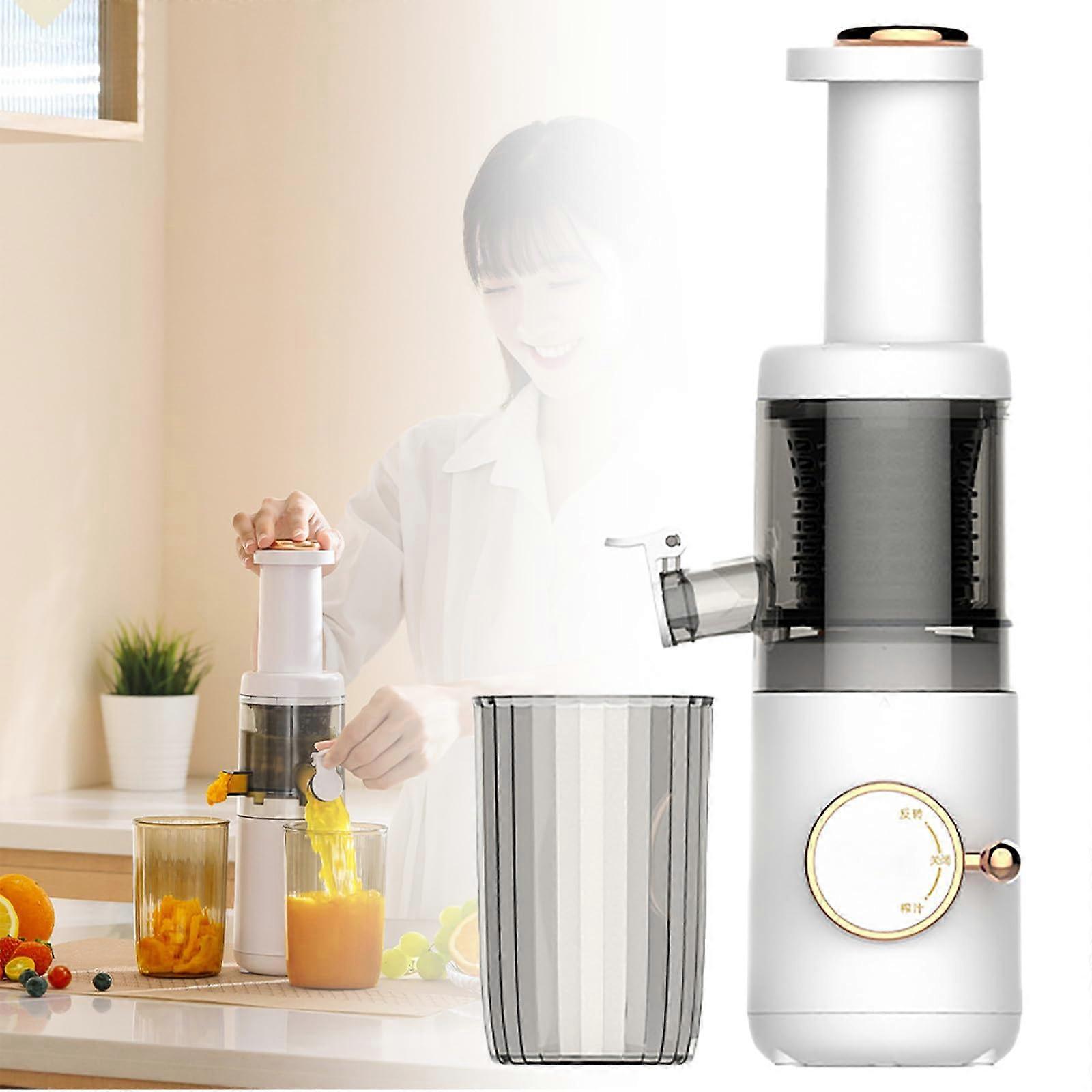 200W Slow Masticating Juicer for Fruits and Vegetables, 98% Juice Rate, Reverse Function, White