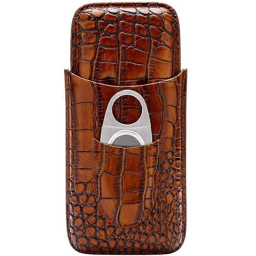 Cigar Cutter and Scissors ThreeinOne Leather Travel Set with Gift Box for Precision Cutting