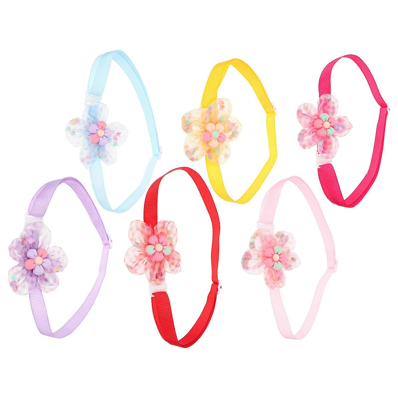 Flower Pet Collar Adjustable Cat Dog Collar for Pet Use 6Pcs Set