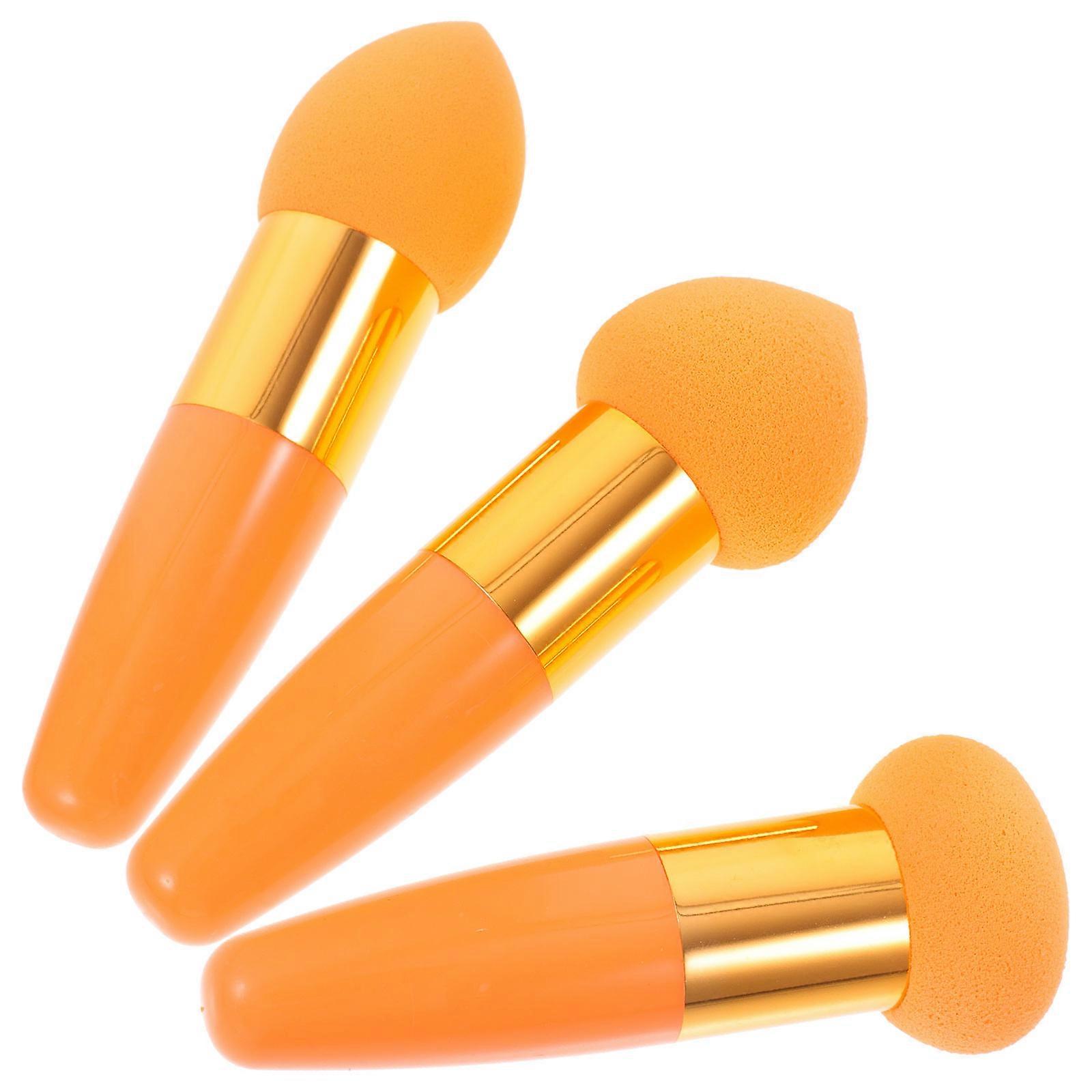 Foundation Sponge Brush for Makeup Use 3Pcs Orange Cosmetic Puff Applicator