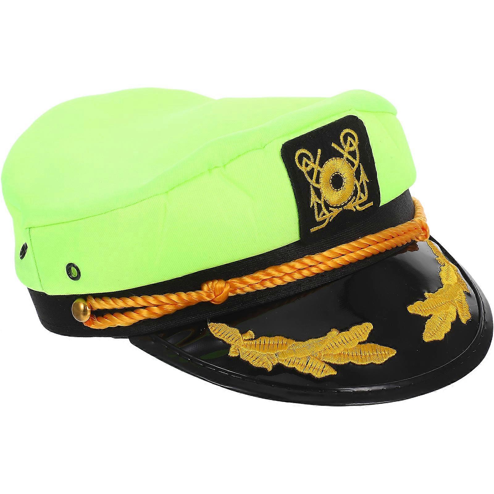 Nautical Style Captain Sailor Hat Polyester Cotton Fabric Stage Performance Men 2Pcs