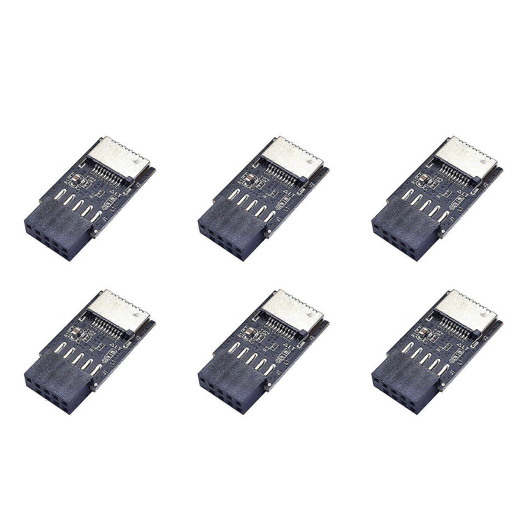 6X Motherboard USB2.0 9Pin to TYPE-C A-KEY Front Connector Converter USB3.2 TYPE-E Interface Header Adapter