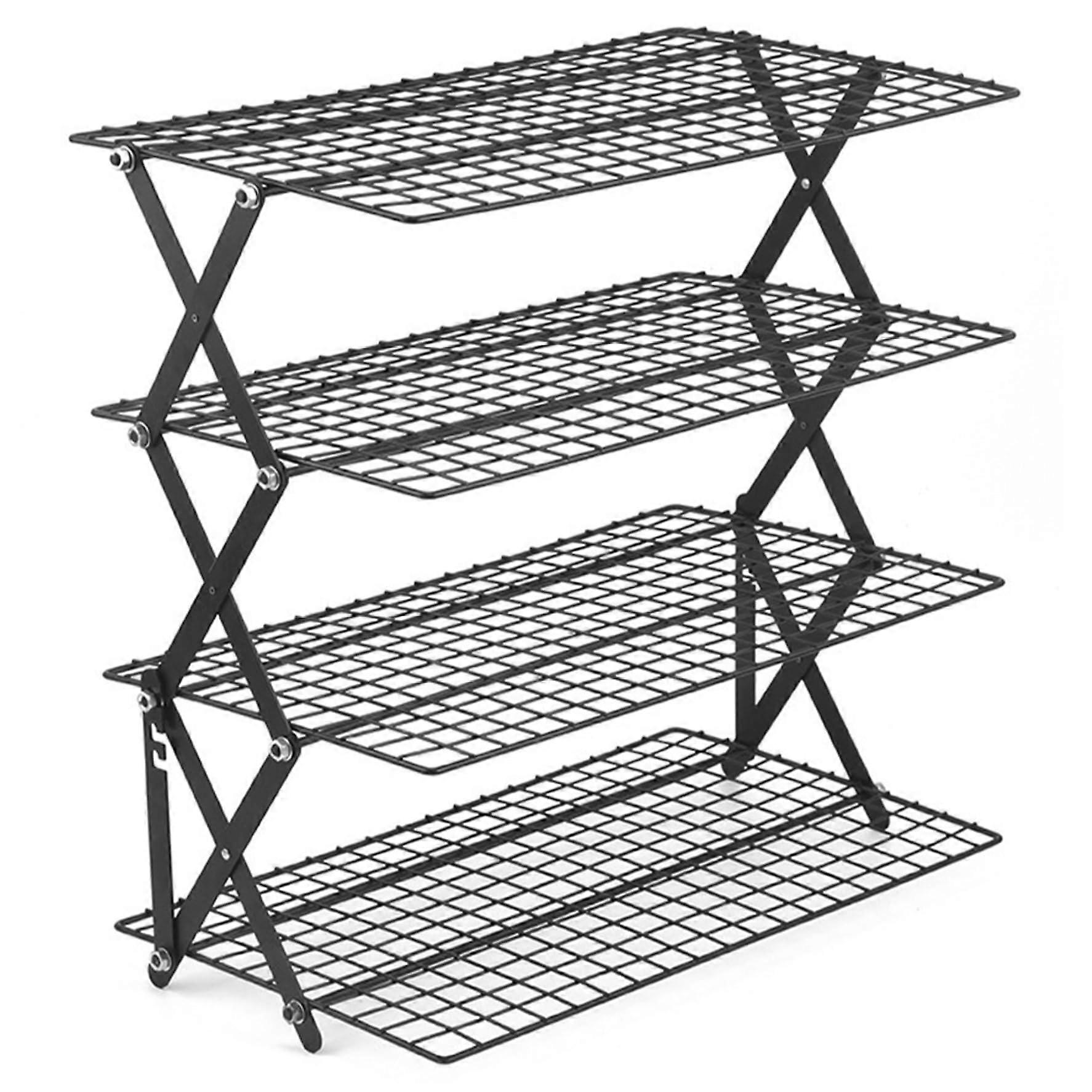 4 Tier Collapsible Cooling Rack for Baking, NonStick Iron Wire SpaceSaving Kitchen Organizer