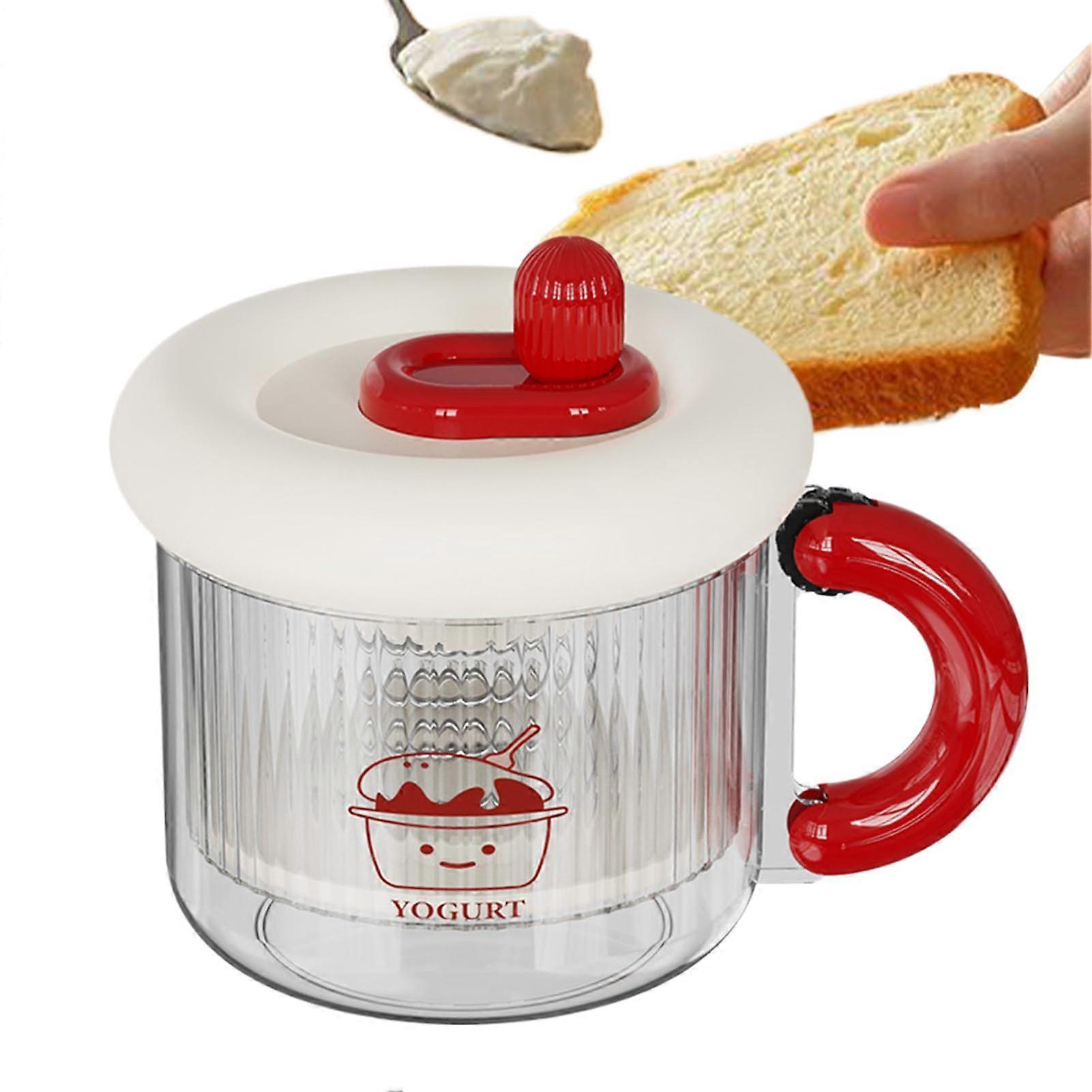 Reusable Yogurt Strainer with Lid, Fine Mesh Cheese Maker for Whey Separation, Home Kitchen Red