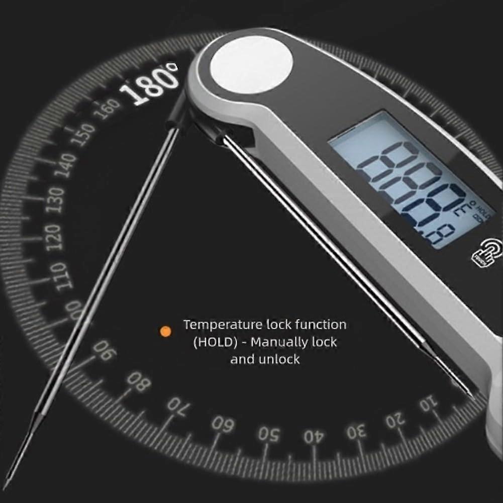 Digital Meat Thermometer Waterproof Instant Read with Foldable Probe and Backlit LCD for Cooking