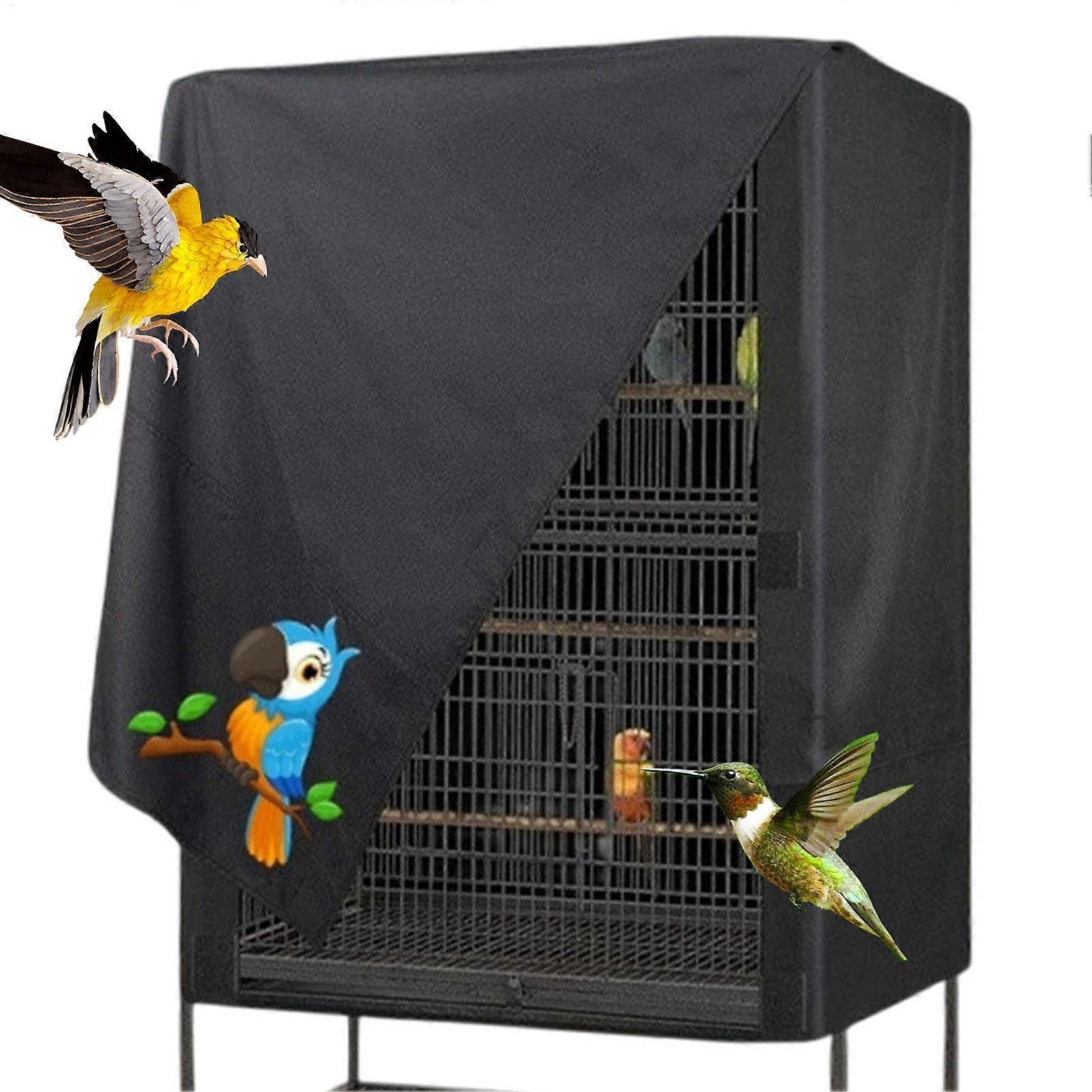 Waterproof Bird Cage Cover with Parrot Pattern, Breathable Sunshade Protector, Adjustable Straps, 84x59x104cm