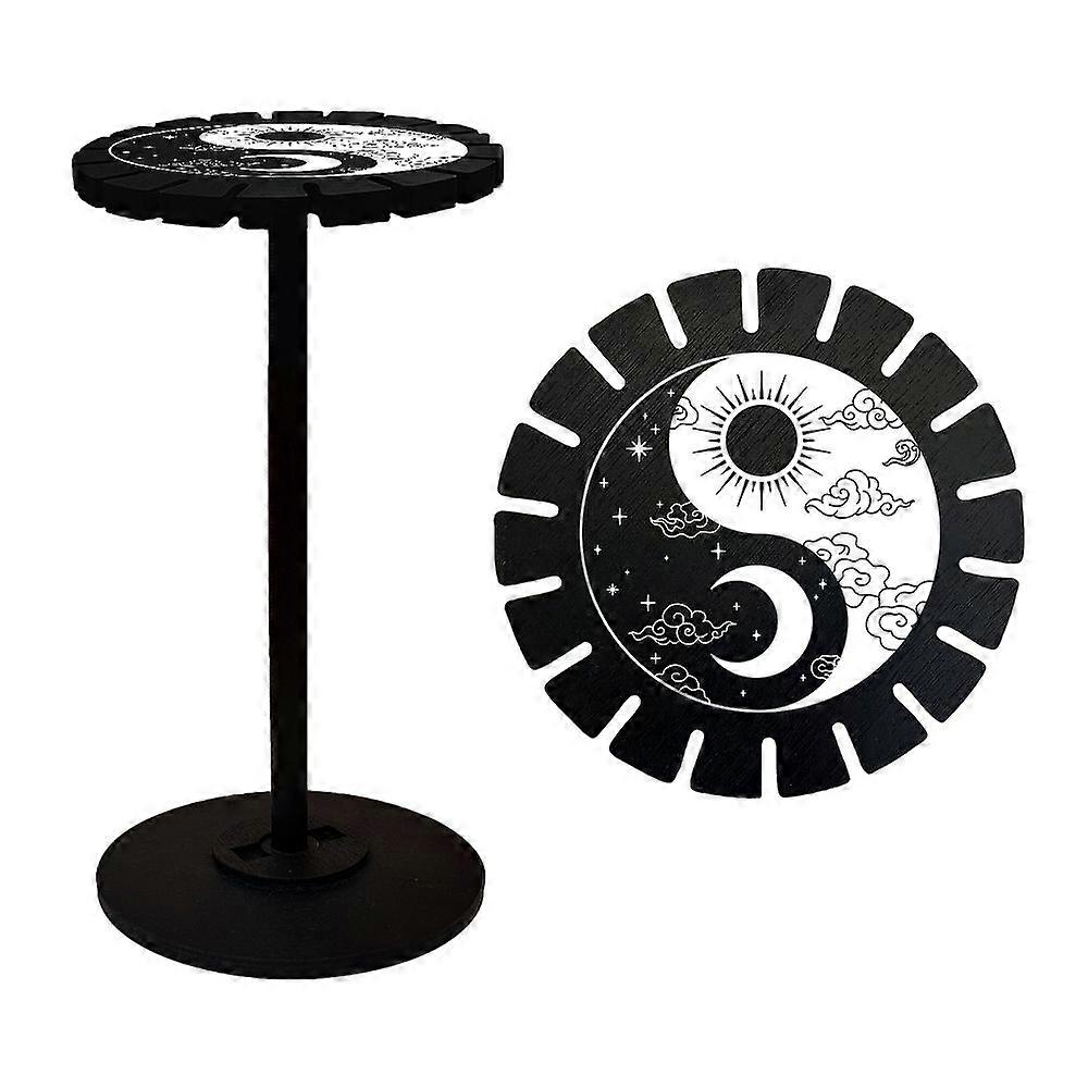 Pendulum Display Stand with Yin Yang Pattern Wooden Base for Display Gift Organizer 18 Pendulum  Necklaces