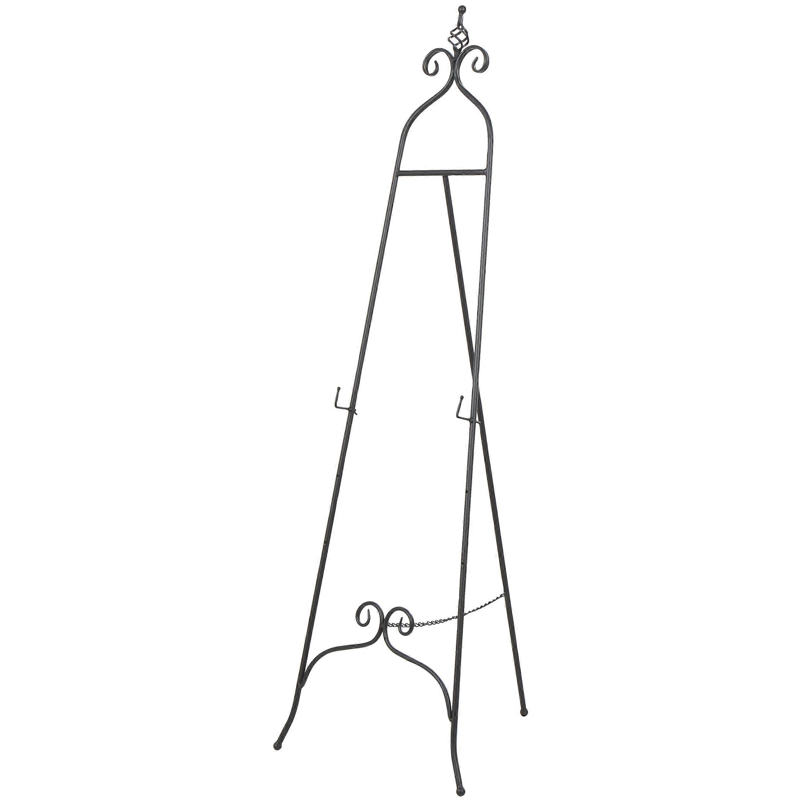 Metal Display Easel Black Scroll Decorative Tripod Stand Adjustable Height Durable Metal Construction