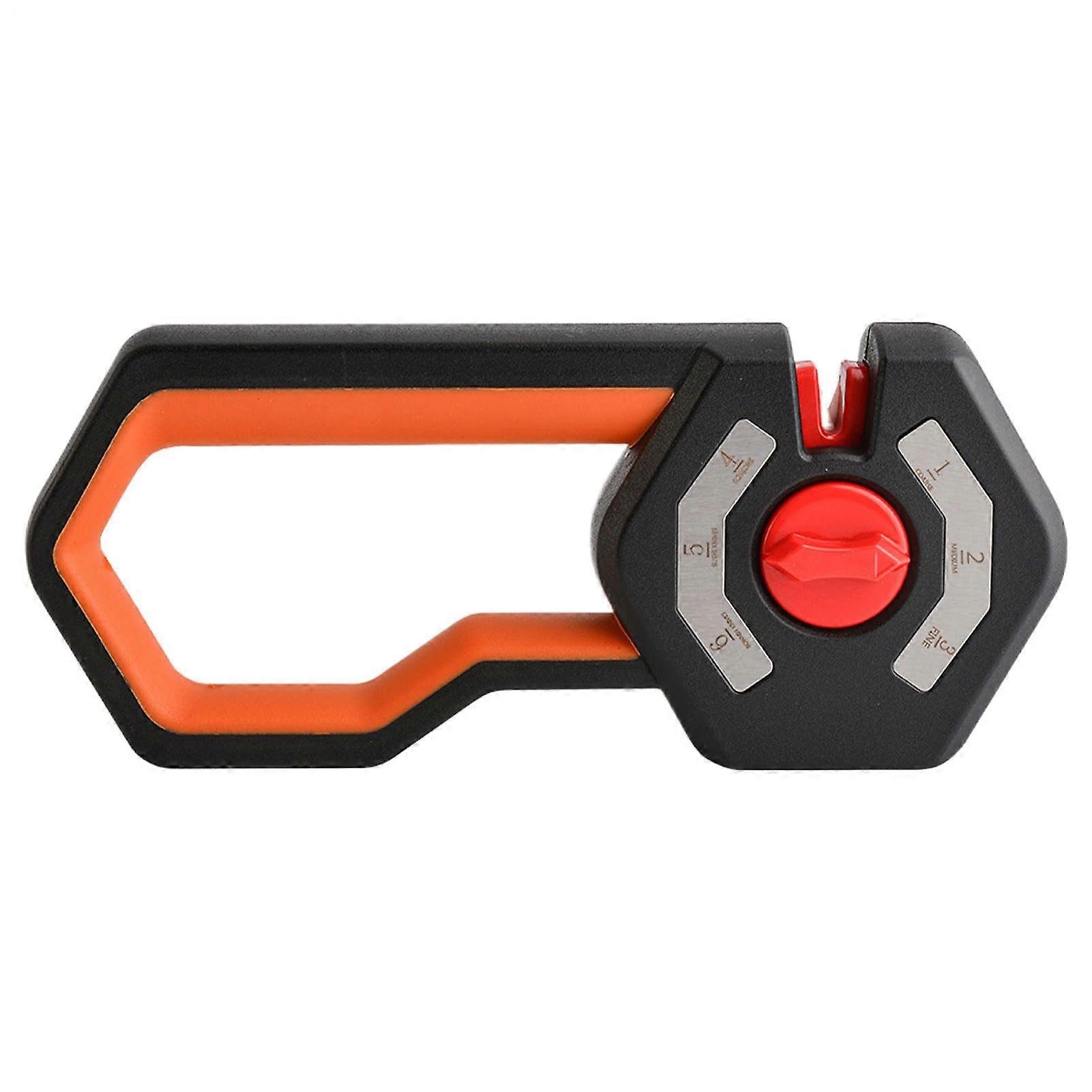 Manual Knife and Scissor Sharpener with Adjustable Angle Guide, SixStage NonSlip Kitchen Tool