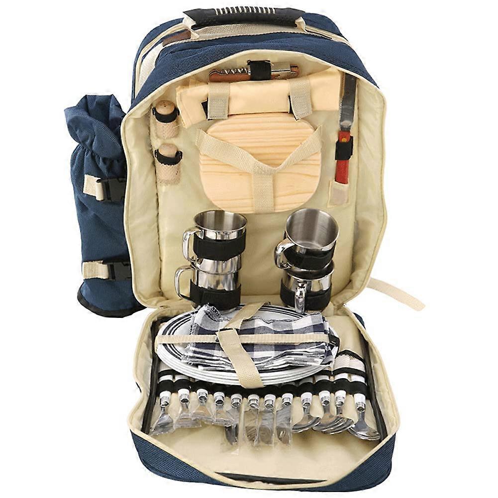 Picnic Backpack Set for 4 with Complete Tableware, Camping BBQ Rucksack for Outdoor Dining