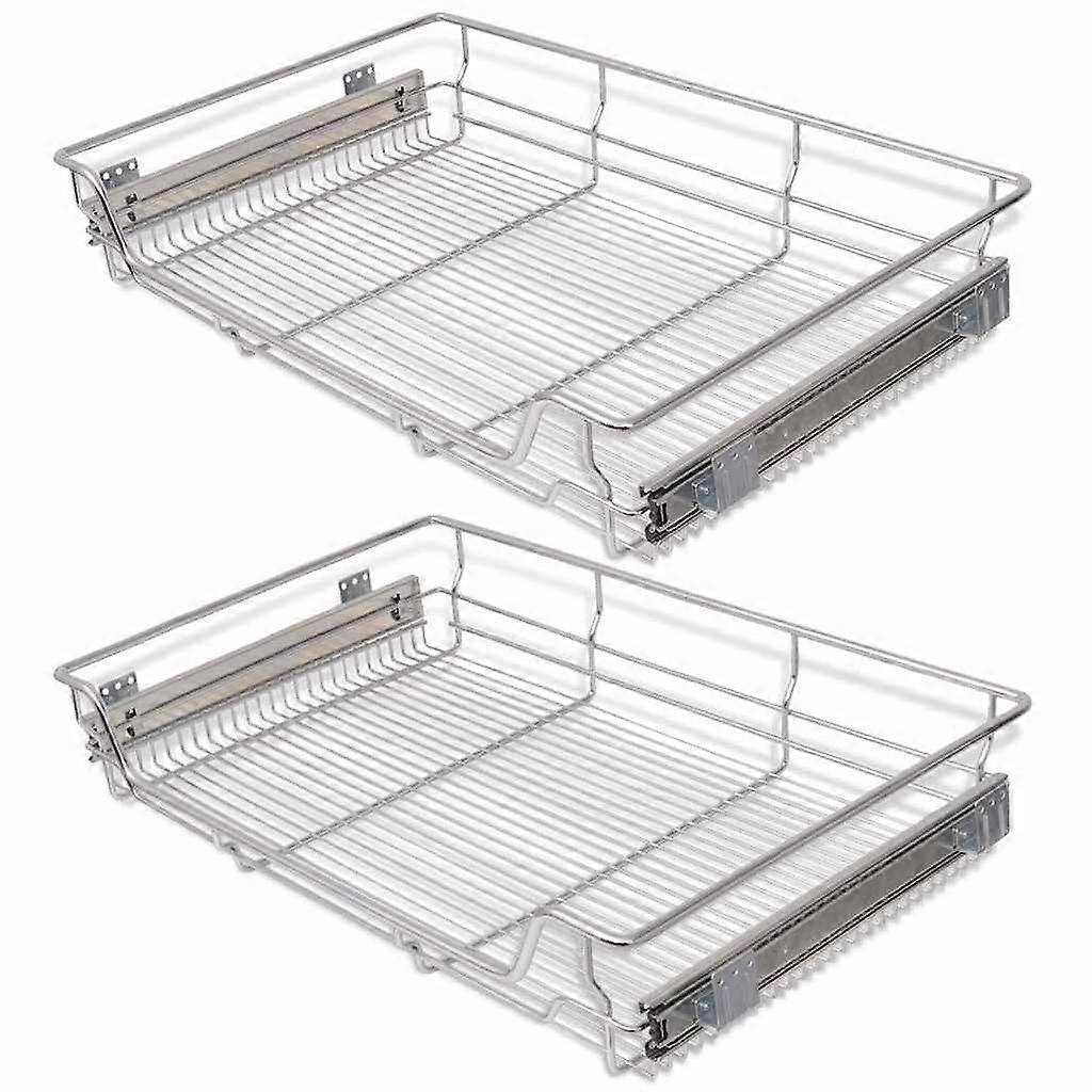 Vidaxl Pull Out Wire Baskets 2 Pcs Silver 800 Mm Storage Bins & Baskets