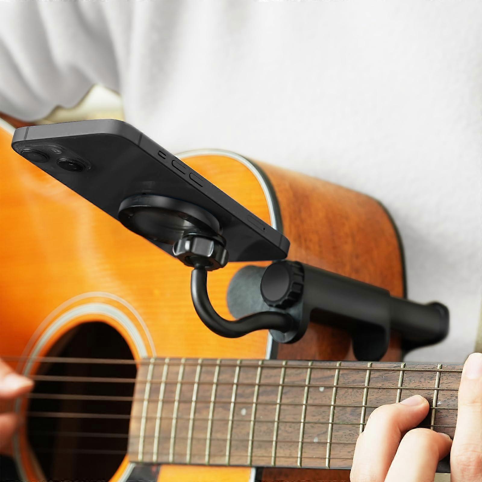 Guitar Phone Mount Compatible with MagSafe Adjustable Arm and Padded Clamp for Live Streaming